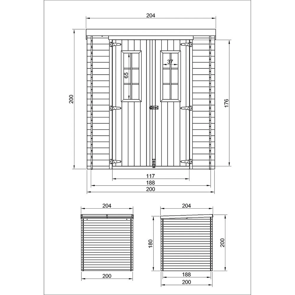 TIMBELA M309C+M309G Casetta da Giardino in Legno per Esterni CON PAVIMENTO TRATTATO - A200x204x204 cm/3.53 m2 - Piccola Casetta in Legno, Rimessa Attrezzi, Deposito Bici