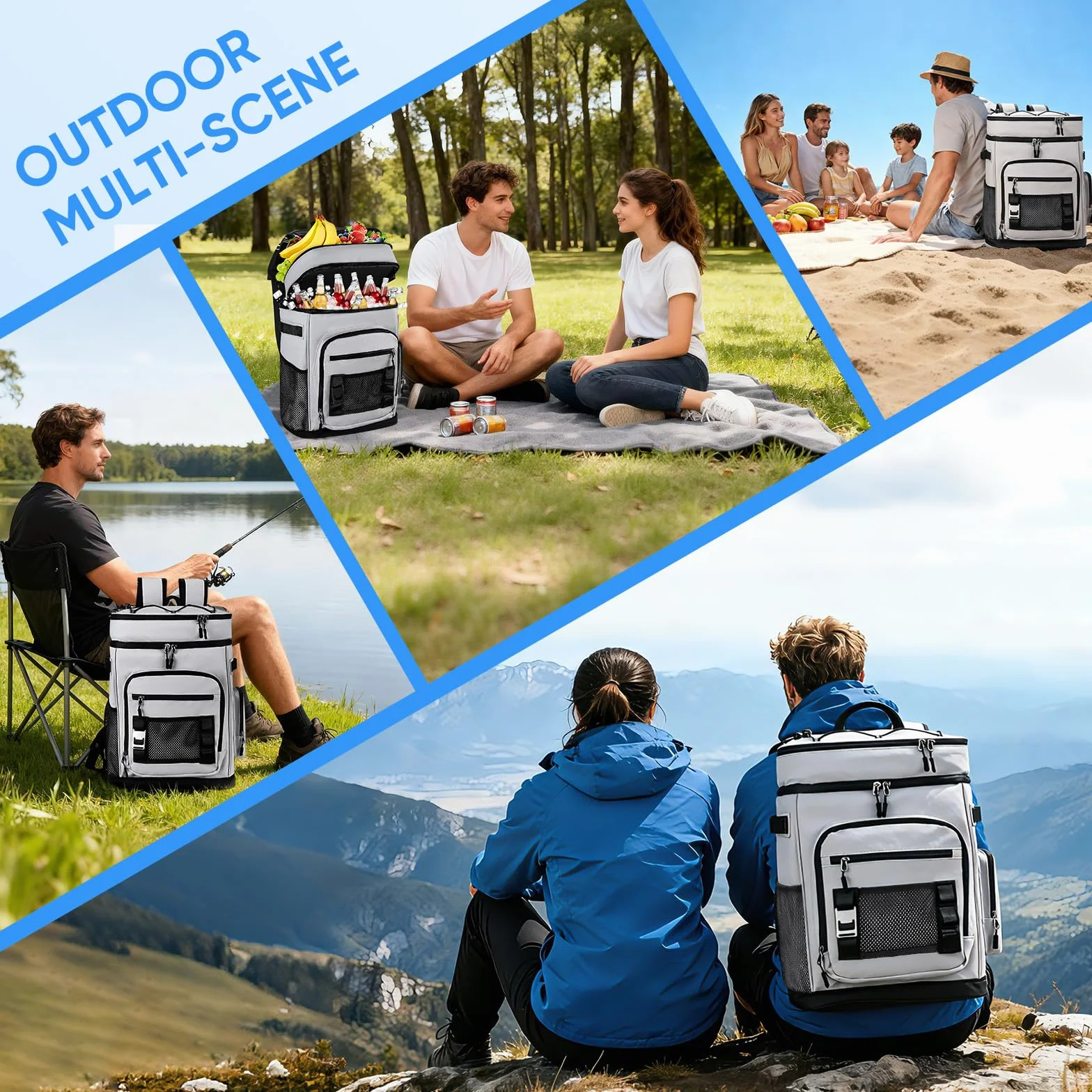 Zaino refrigerante grande da 30 l, con scomparto frigorifero, grande zaino termico, impermeabile, isolato, borsa da picnic a prova di perdite, pieghevole, borsa frigo portatile per barbecue, picnic