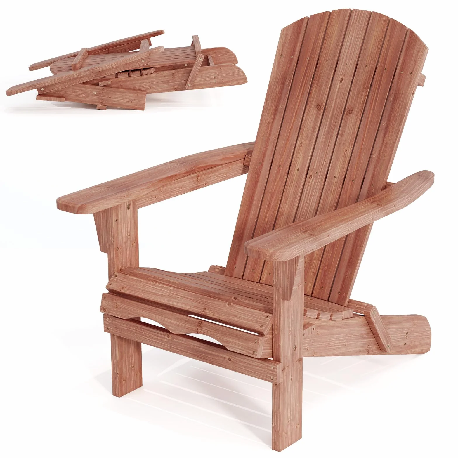GIANTEX Set di 2/4 Sedie Adirondack Pieghevoli, Sedia da Esterno con Telaio in Legno di Abete, Schienale Alto e Braccioli Ergonomici, Sedia Adirondack per Patio Giardino Cortile Campeggio (1, Giallo)