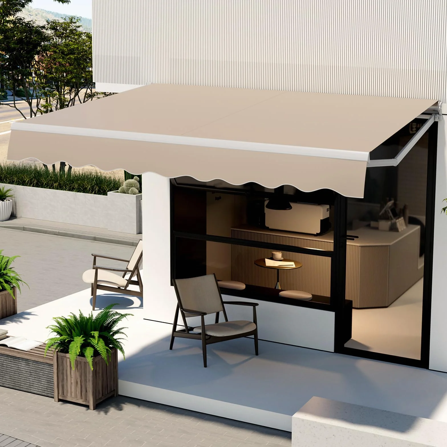 RELAX4LIFE Tenda da Sole 400x250cm Alluminio Angolazione Regolabile 5°-35° Impermeabile Balcone BEIGE