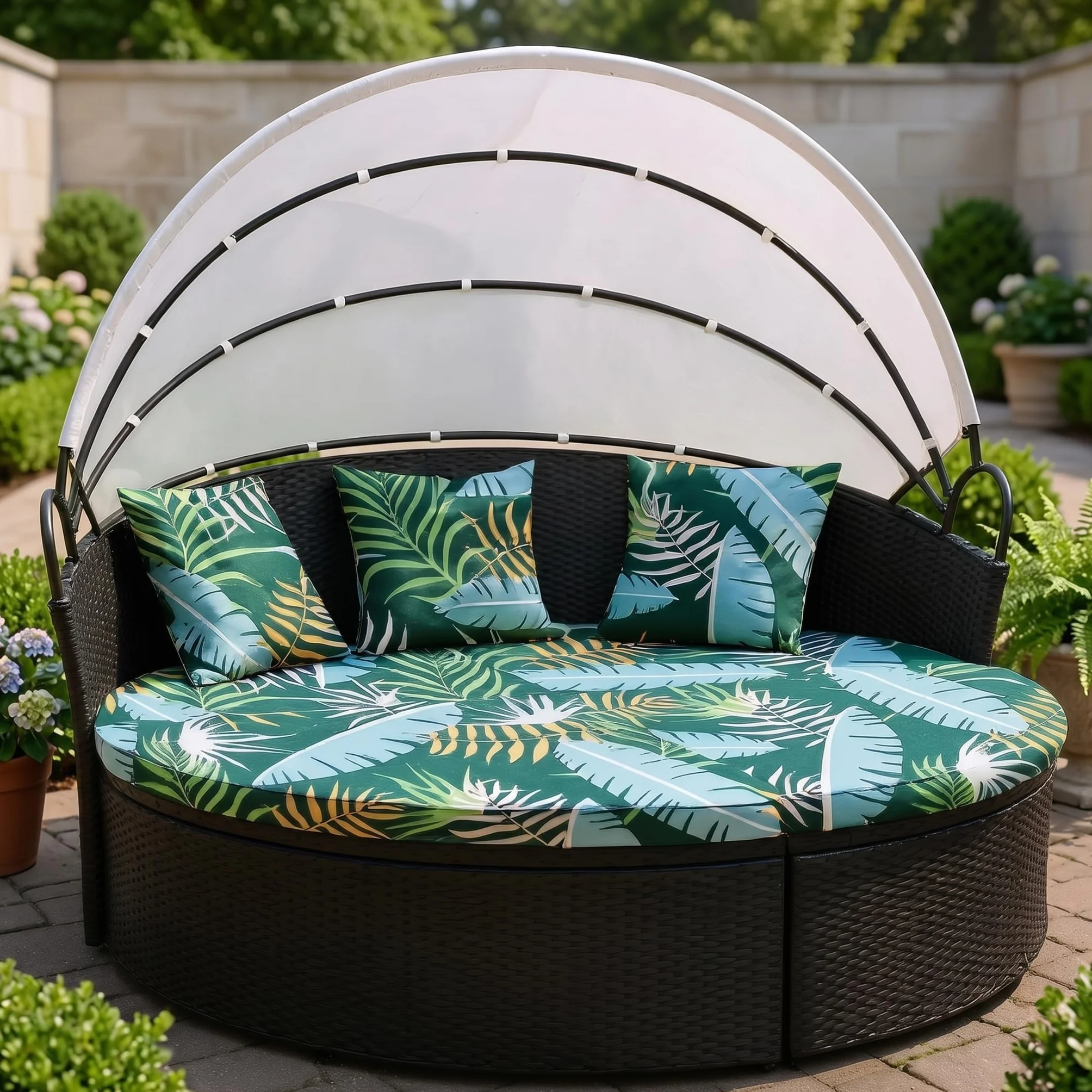 Fodera di ricambio per cuscino lettino da esterno 168 cm con fascia elastica Foresta Verde