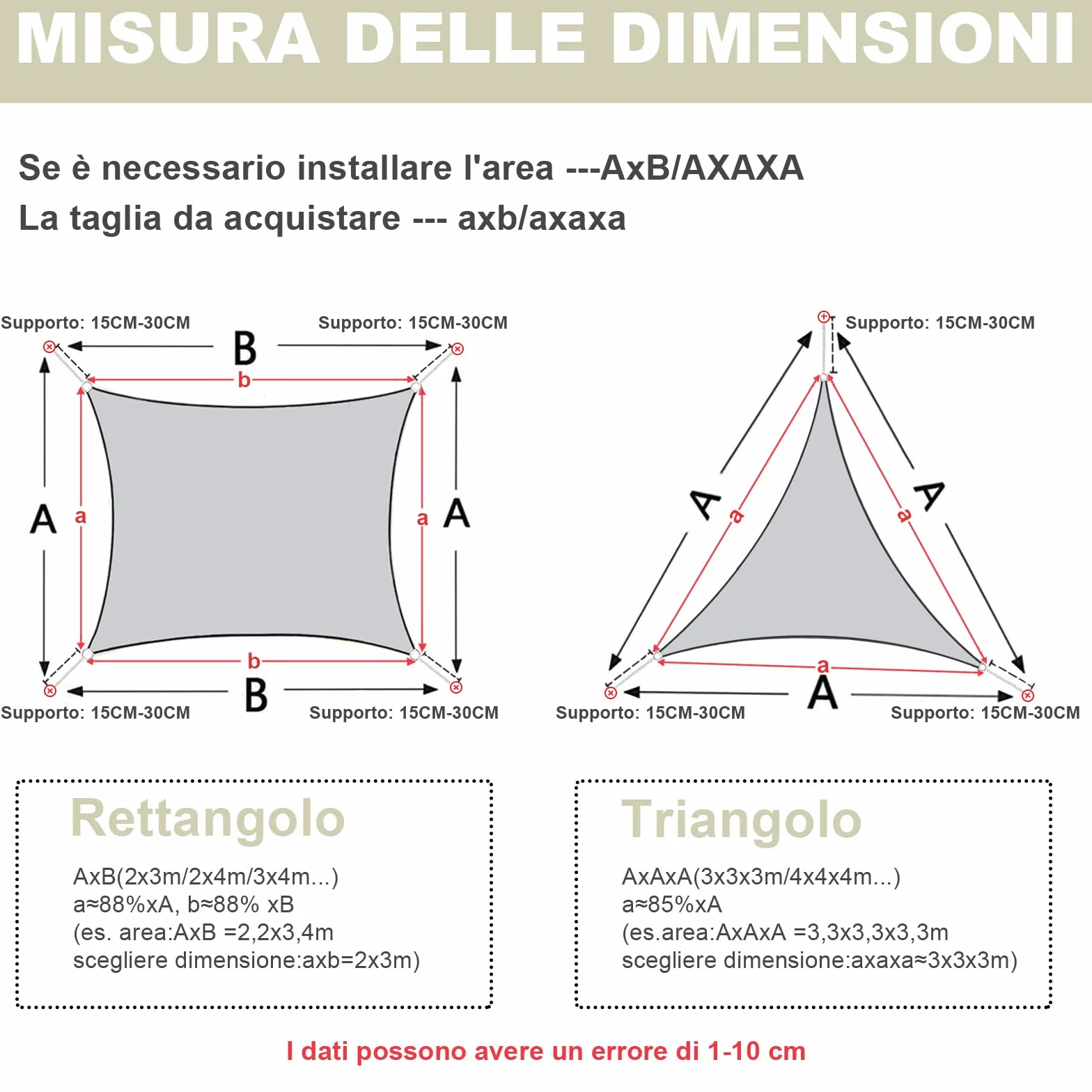 AXT SHADE Vela Ombreggiante Rettangolare 4x5m Tenda a Vela Traspirante e Protezione Raggi UV per Esterno Terrazza Giardino-Crema