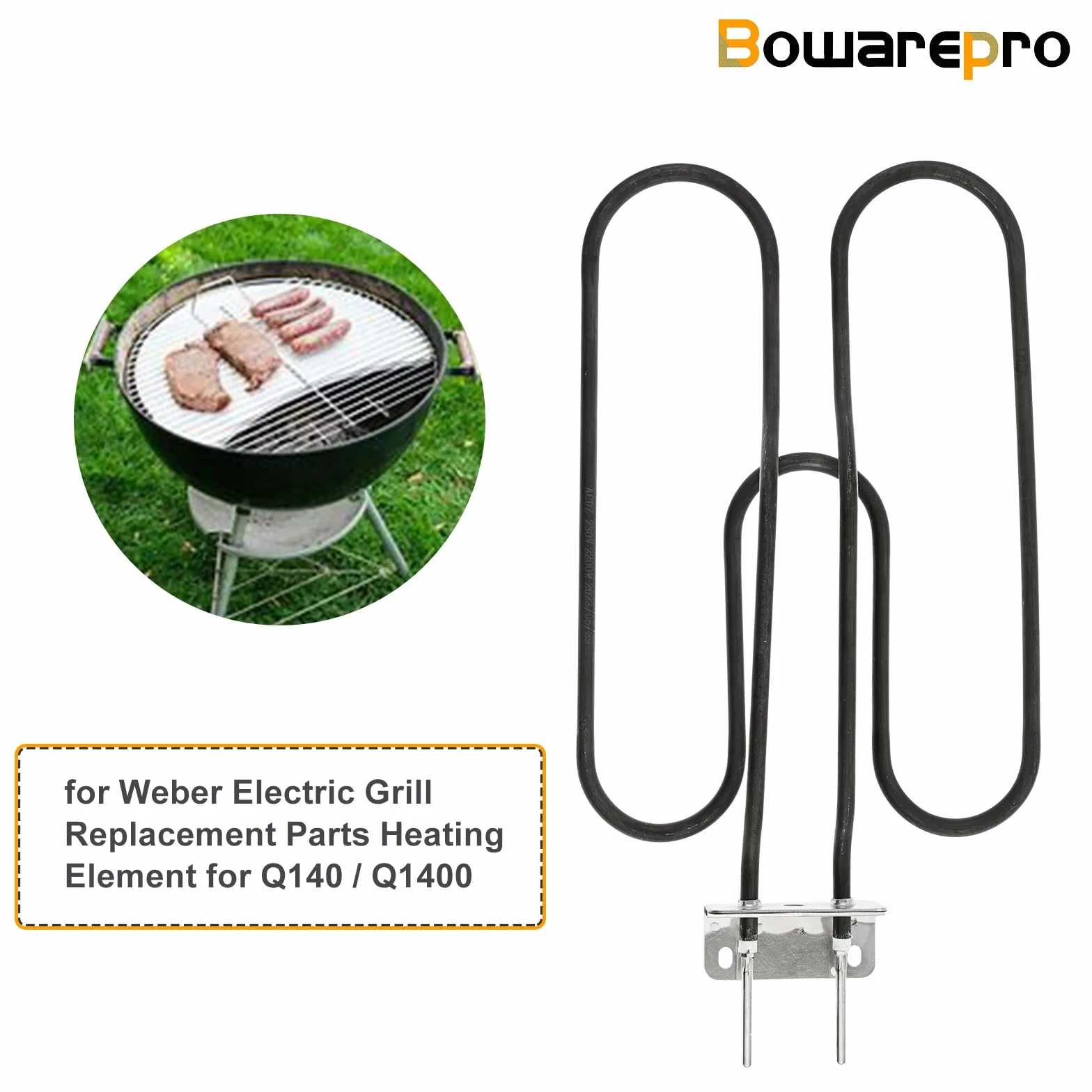 66631/65621 - Elementi riscaldanti per barbecue elettrico Weber, compatibile con Weber Q140, Q1400, elementi riscaldanti per barbecue Weber, spirale riscaldante in acciaio inox, 230 V, 2200