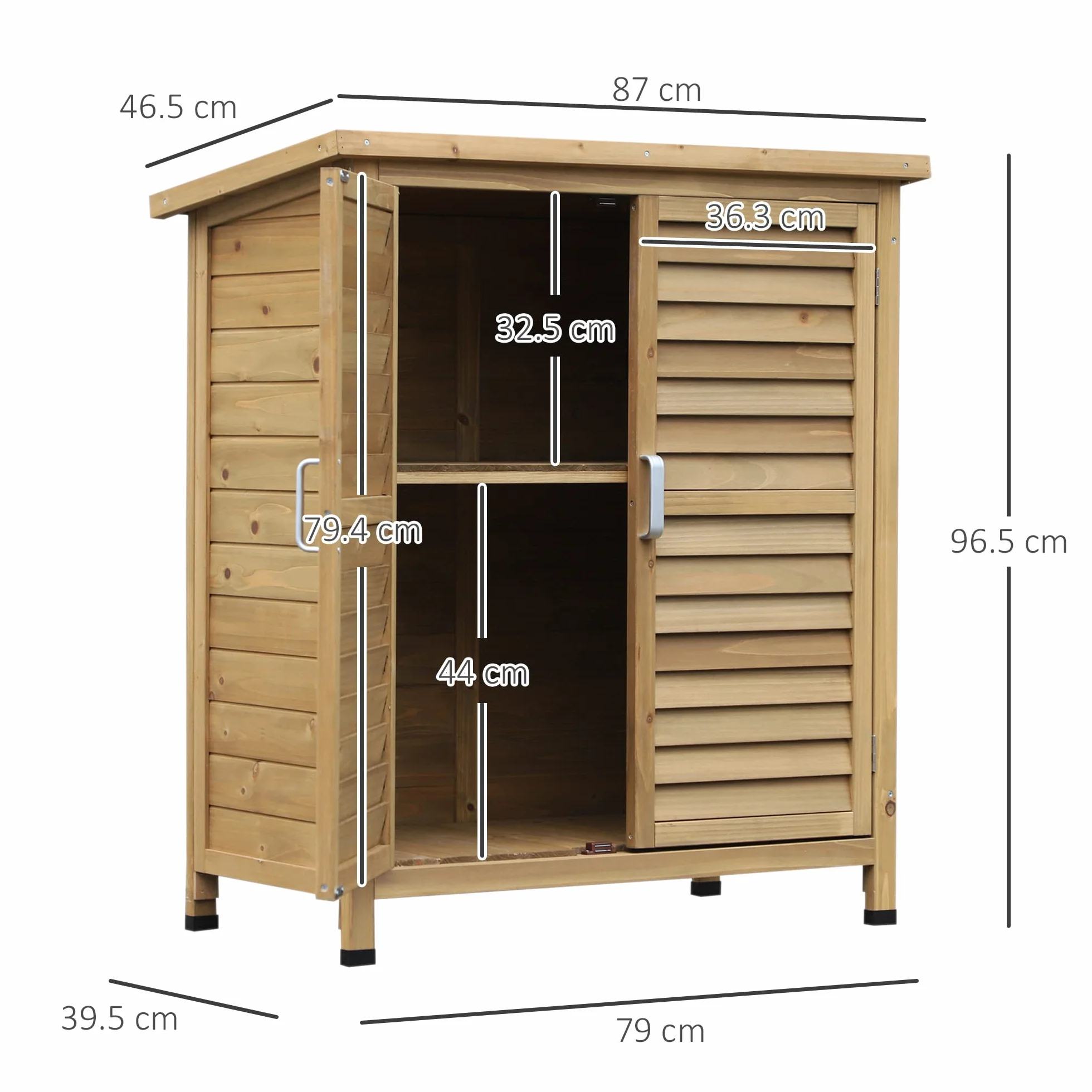 Outsunny Armadio da Esterno Casetta da Giardino Legno Abete Capanno Attrezzi Tetto Bitume Impermeabile 87x46.5x96.5cm