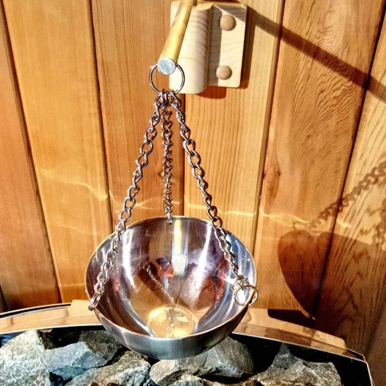 Ciotola per Aroma di Sauna in Acciaio Inossidabile Abete Rosso, Accessori Spa Evaporatore Appeso per Oli Essenziali