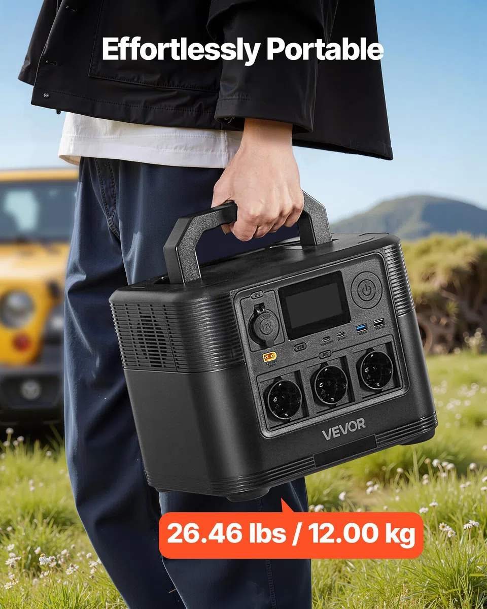 VEVOR Centrale Elettrica Portatile Generatore Solare da 1800 W Batteria di Backup LiFePO4 da 1008 Wh con 8 Porte di Uscite per Campeggio Viaggio Camper Emergenza, Pannello Solare Non Incluso