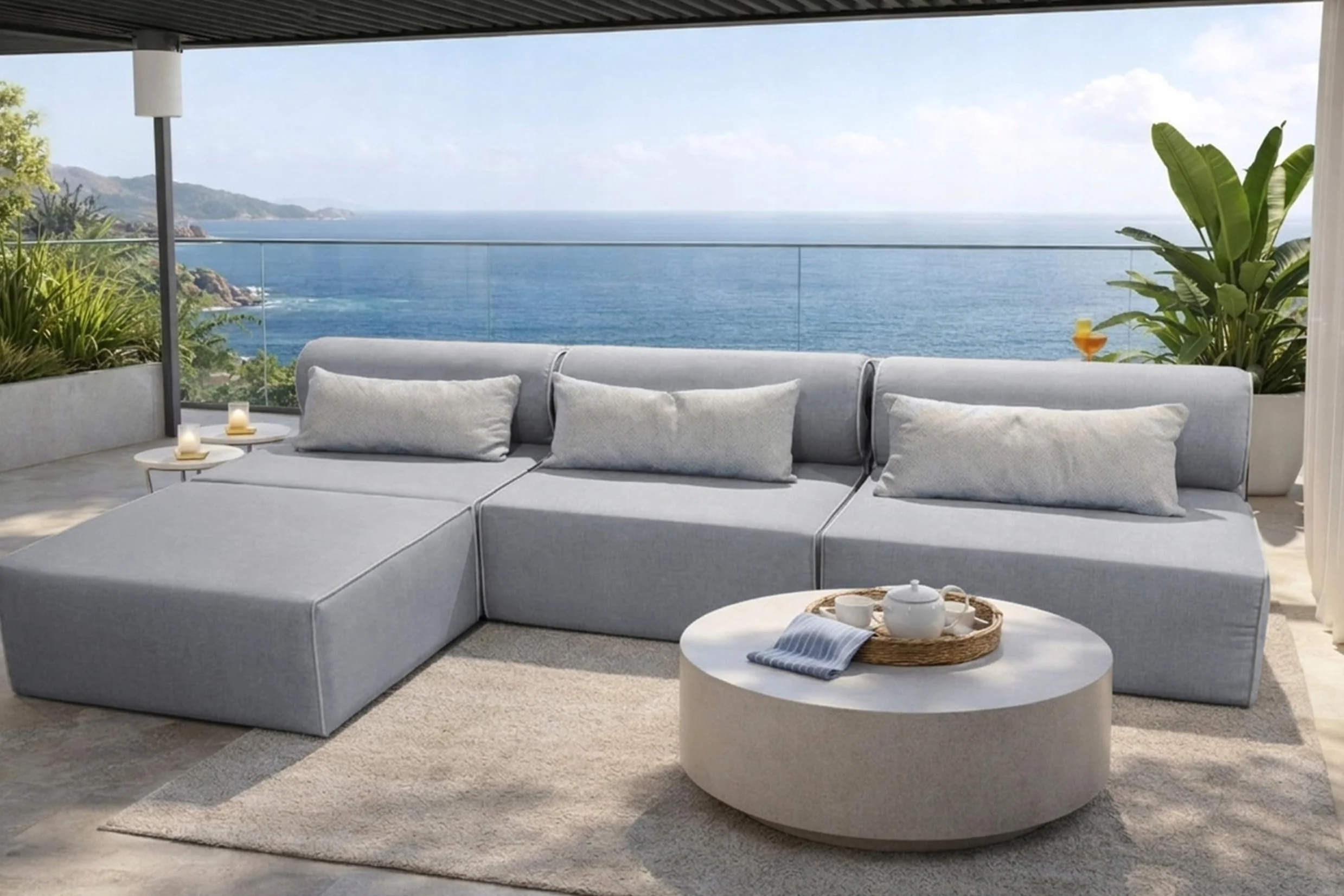 TRADA Divano da Esterno BALI M - Salottino da Giardino Esterno Resistenti alle Intemperie - Divanetti da Esterno Moderno per Giardino - Balcone e Terrazza - Grigio