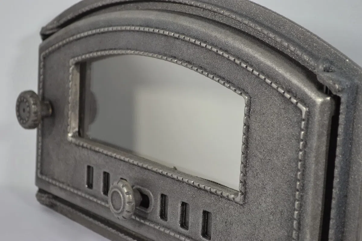 SEZAM Porta del Forno in Ghisa con Vetro Resistente al Calore 48,5 x 6,5 x 27,5 cm Apertura a Destra