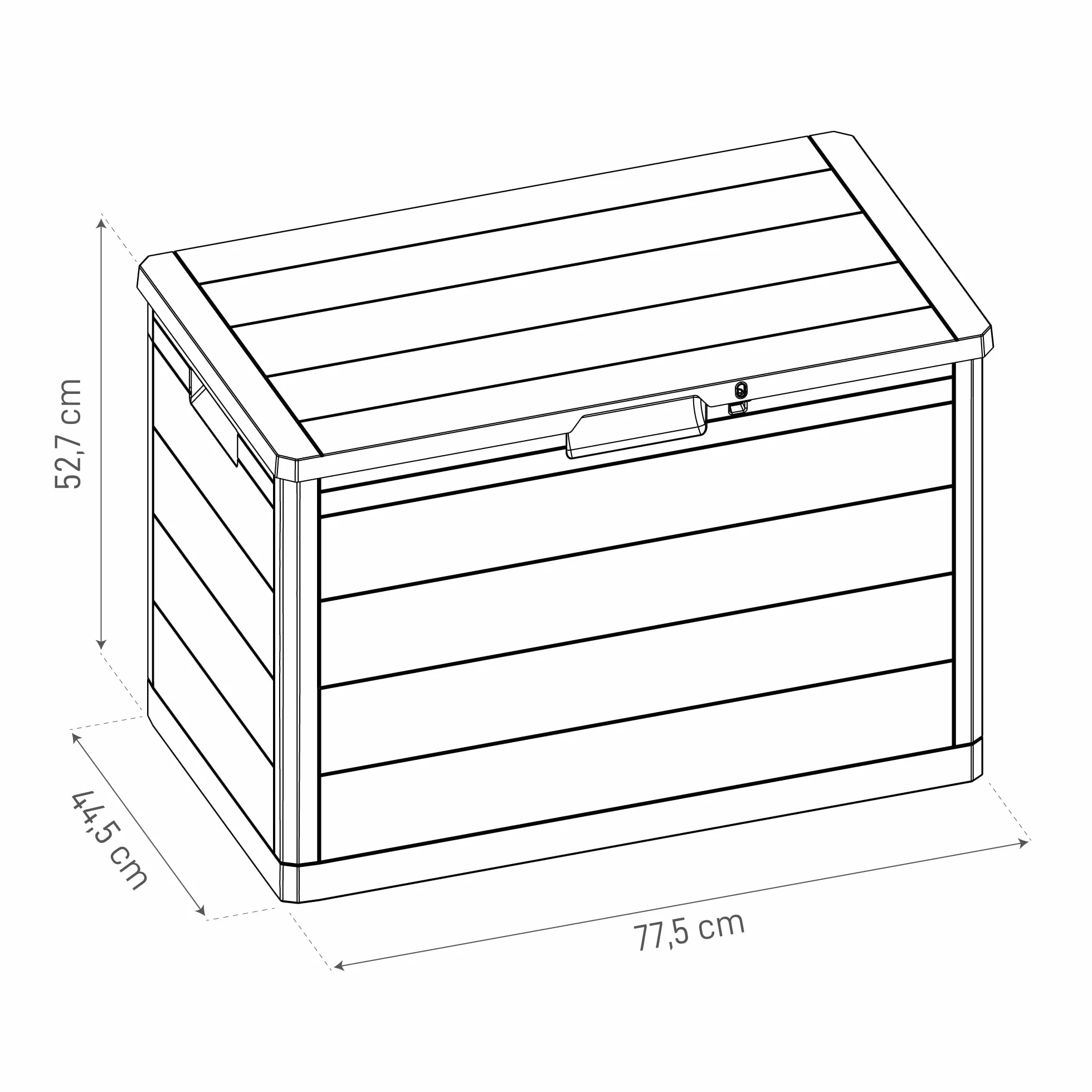 Toomax Multibox Woody's 160L portattrezzi 77,5x44,5x52,7h effetto legno grigio tortora plastica resistente UV foro lucchetto esterni