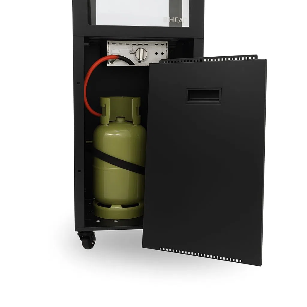 Utevarme Camino a gas per terrazza 6,5 kW 40 x 28 x 132 cm Acciaio stufa a gas nero