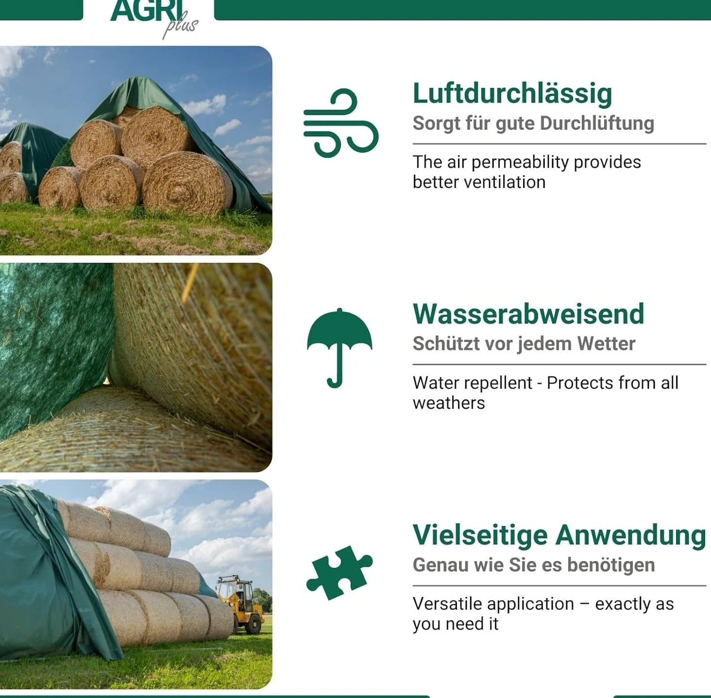 AGRIplus Telo di Copertura, 9,8 x 12,5 m (122,5 m²), 160 g/m², Tessuto di paglia, versatile, estremamente resistente allo strappo per una protezione a lungo termine, resistente ai raggi UV