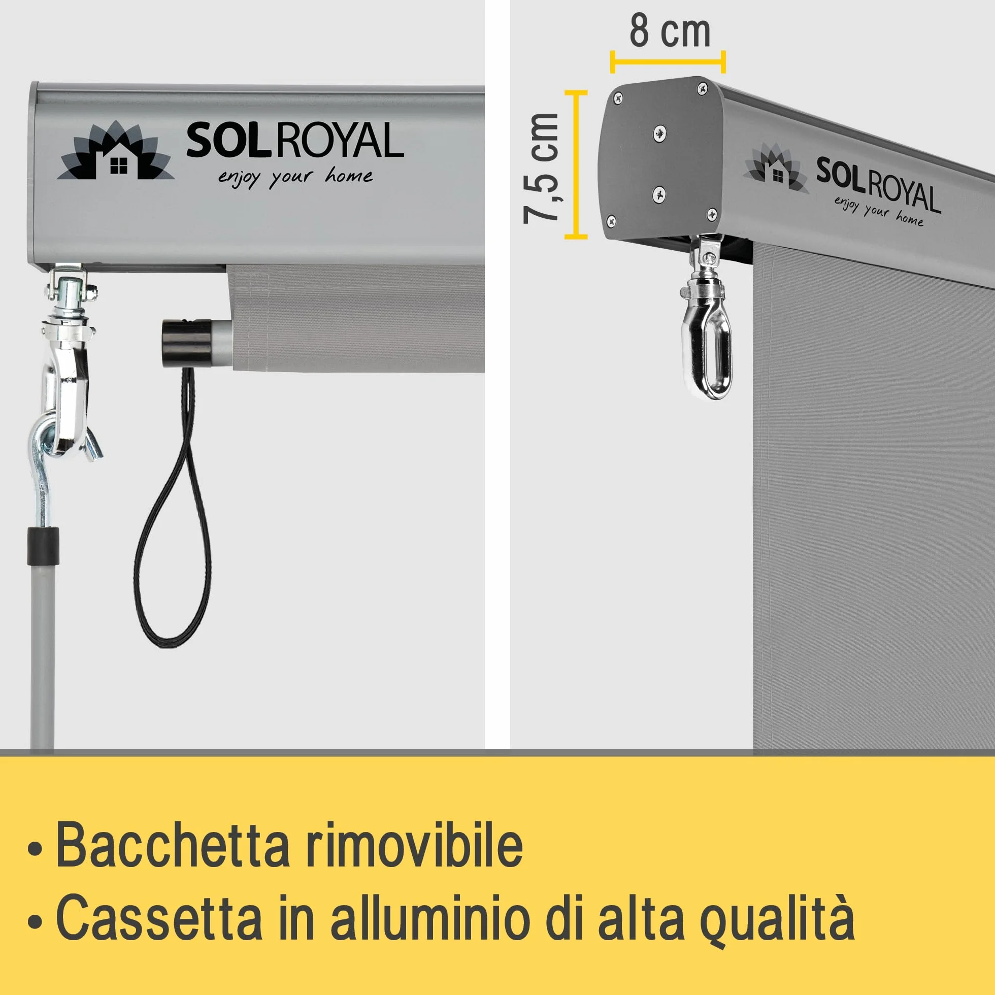 Sol Royal Tenda da sole verticale 180x250 cm MS5 idrorepellente Grigio