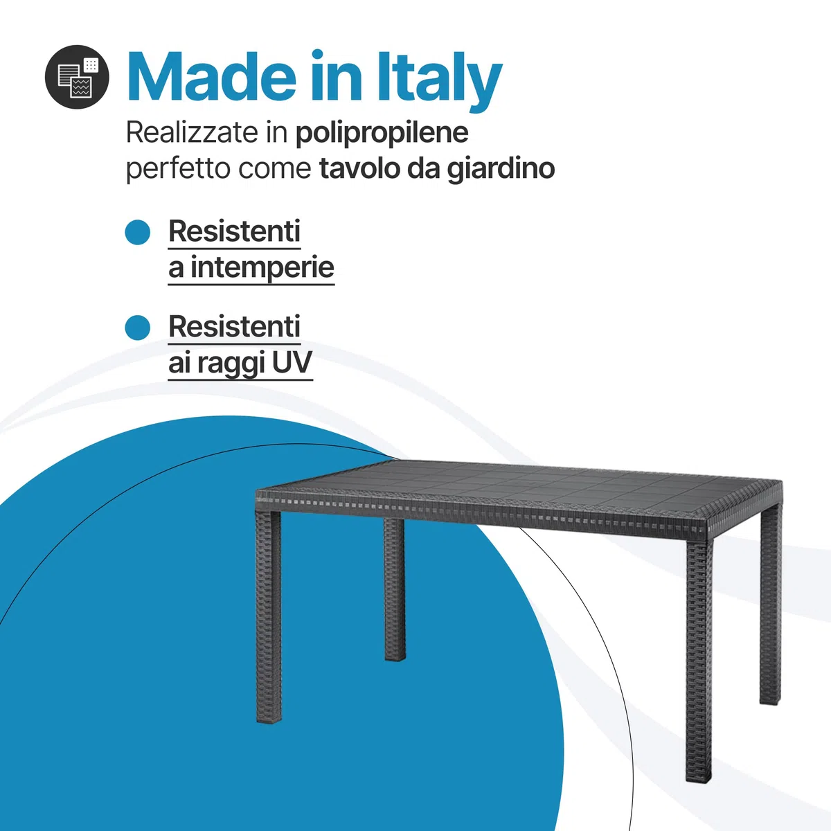 Tomaino - Tavolo Da Giardino In Plastica Rettangolare in Stile Rattan - Tavolo da Esterno 6 Posti Ideale per Pranzi all'Aperto - Per Giardino, Veranda o Terrazza - Nero