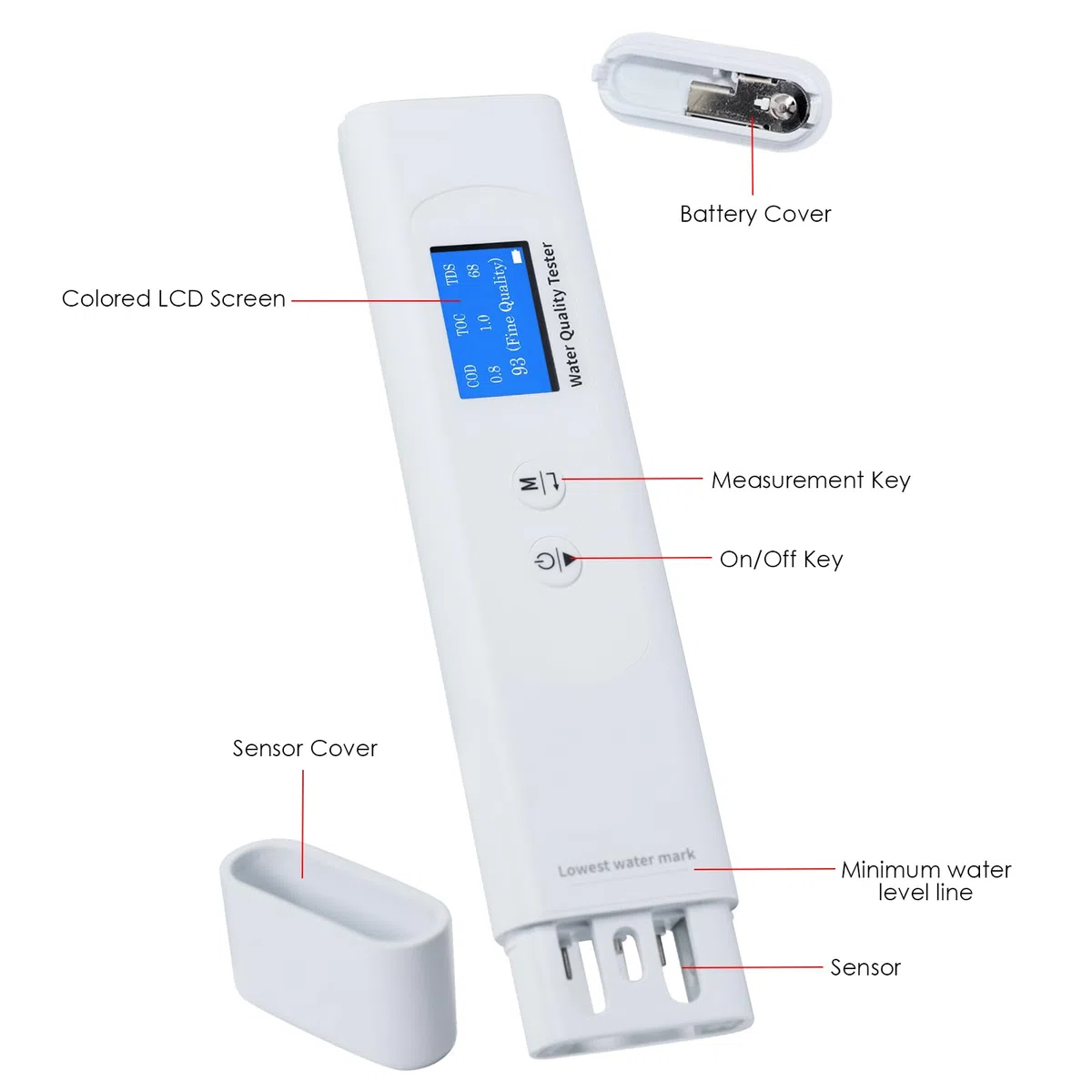 Testatore Acqua Potabile Portatile 6-in-1 Misuratore Digitale TOC COD EC UV275 Temp TDS