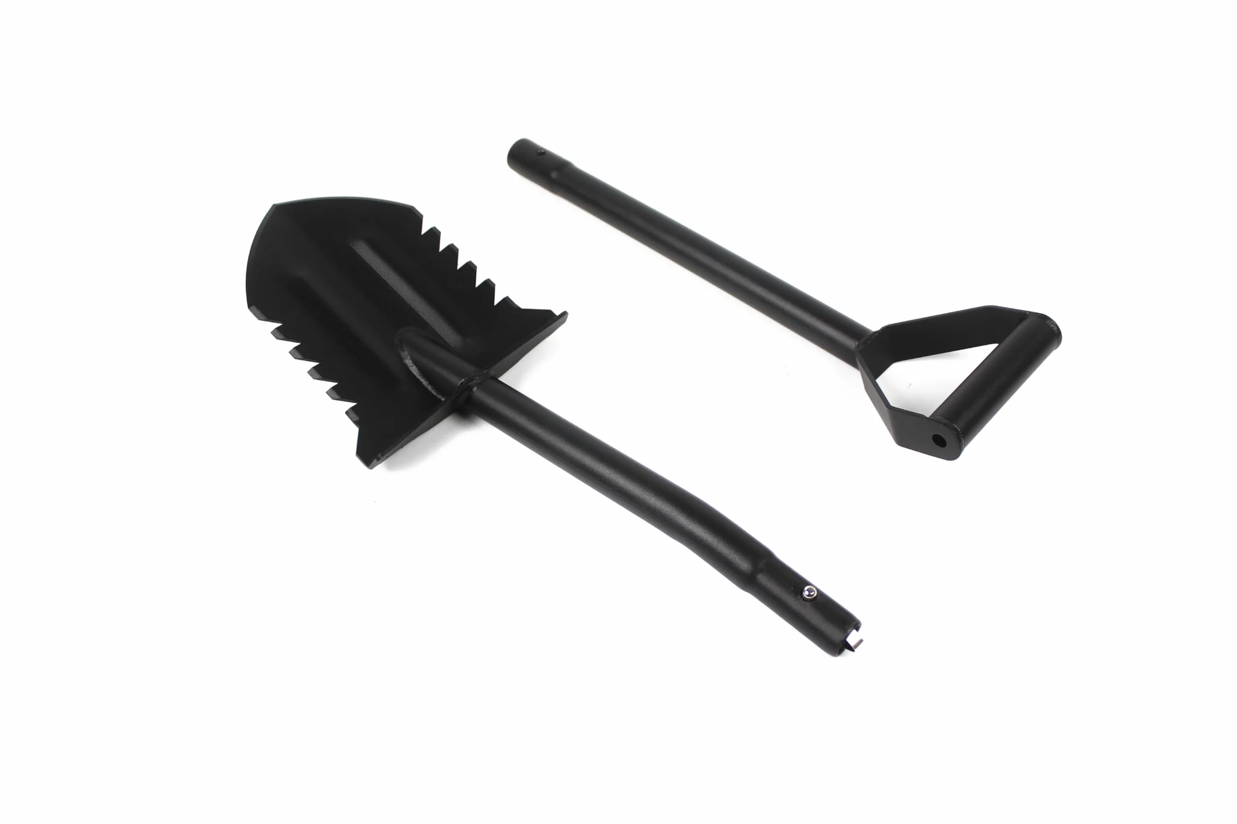 Pala da Scavo PA-3 in Acciaio Temperato Nero 2 Pezzi Facile Trasporto Robusta Ottima Qualità Vanga con Lama Taglio Terreno Duro per Metal Detector Giardinaggio Campeggio (93cm Montata)