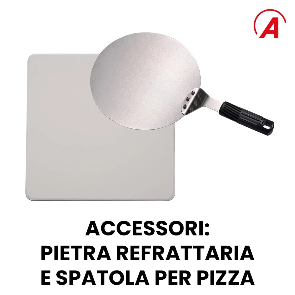ARDES ARPIZ02 Forno Pizza DANTE Acciaio Inox con Pala Spatola e Pietra Refrattaria