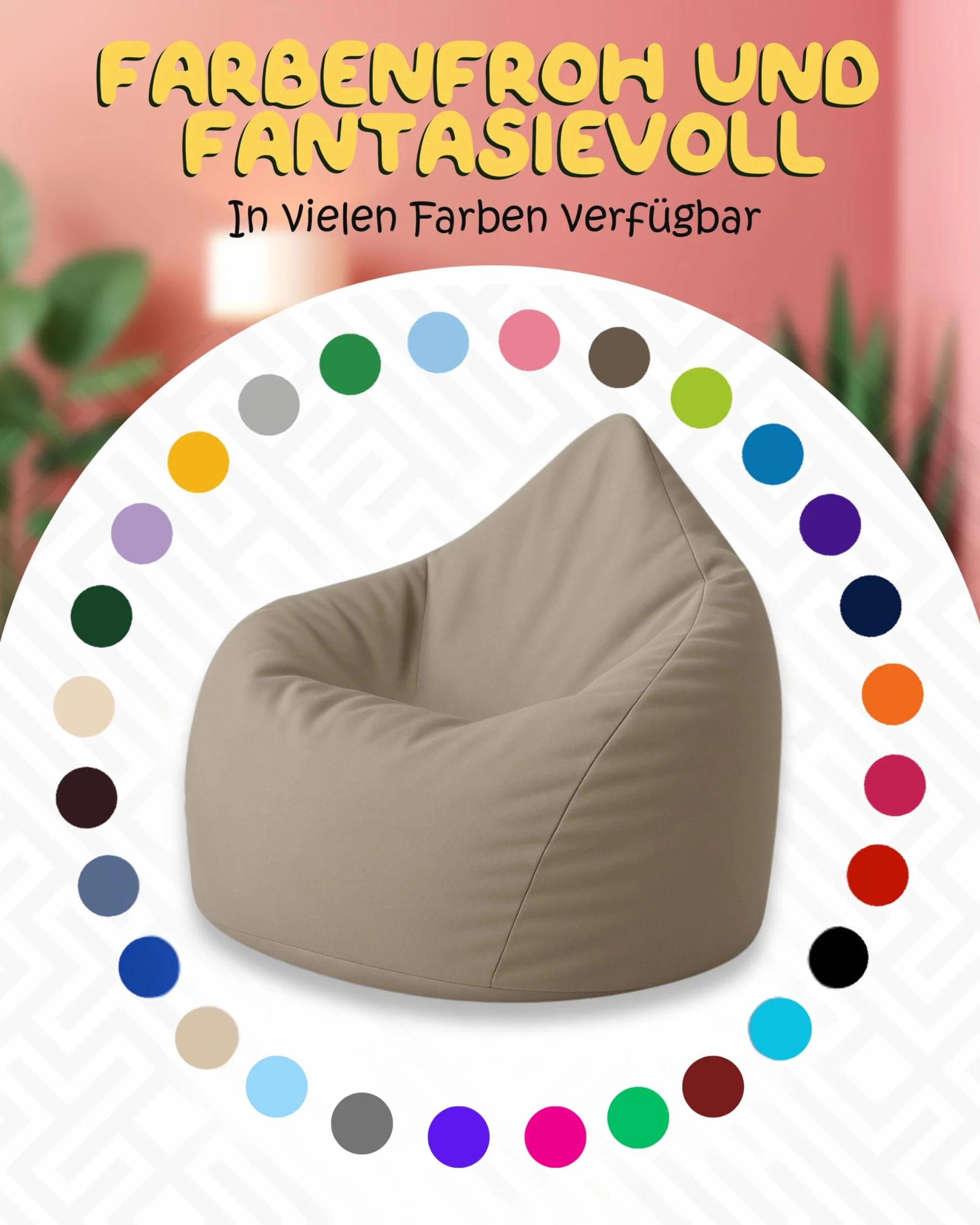 PATCH HOME Pouf a forma di goccia Beige 480 litri imbottitura polistirolo 25 colori 3 misure