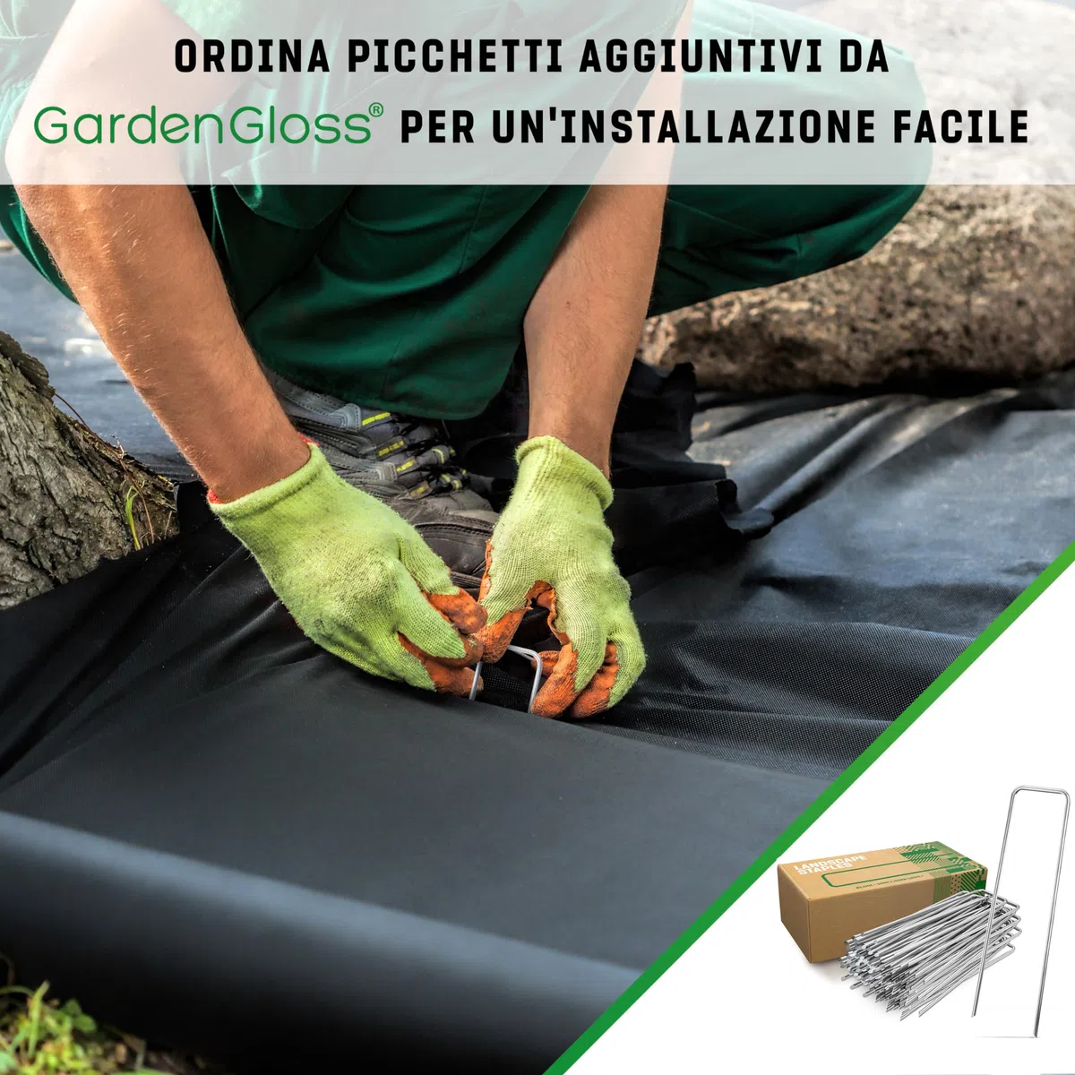 GardenGloss Telo Pacciamatura 50m² 50g/m² Resistente allo Strappo Permeabile all'Acqua Resistenza UV Nero Orto 50m x 1m