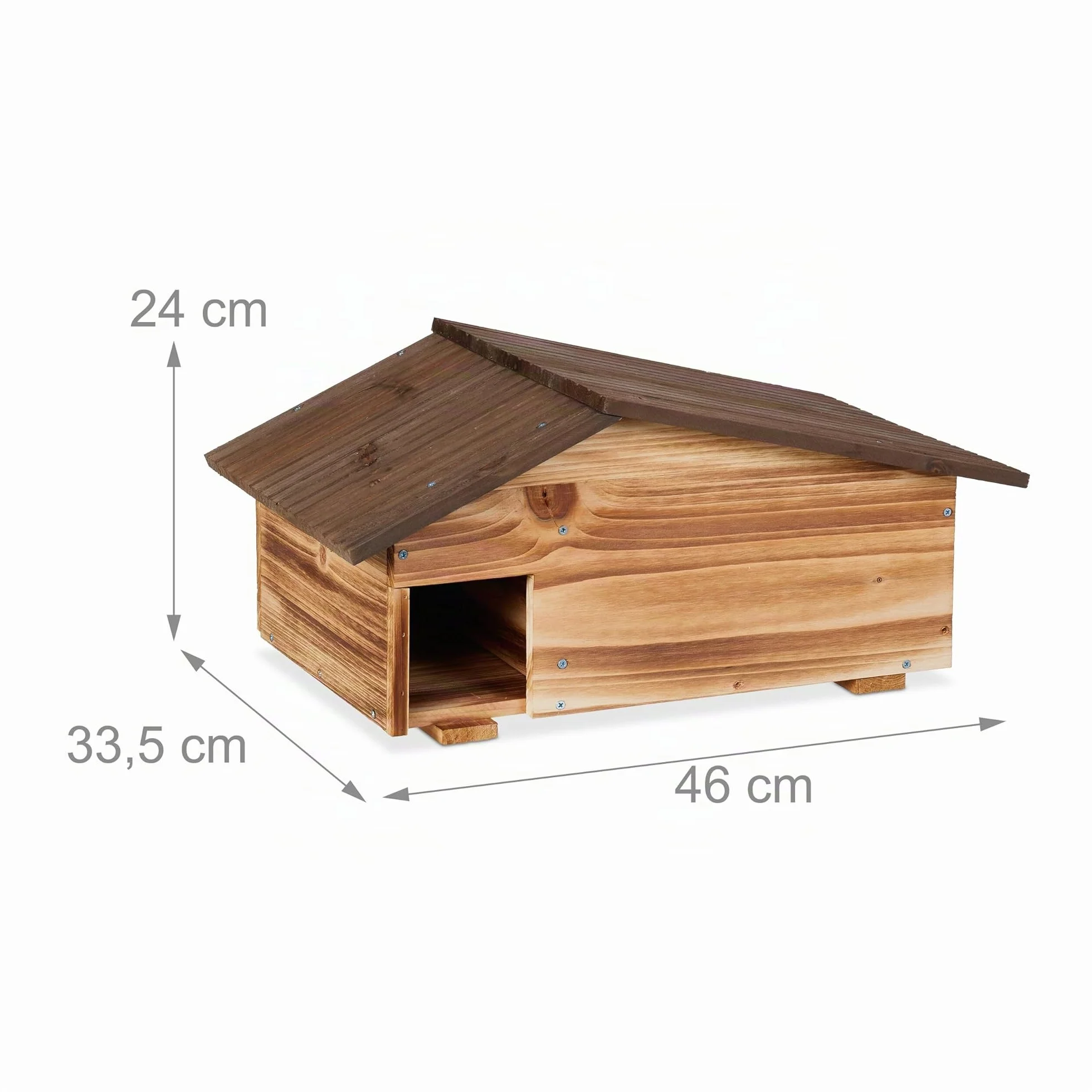 Relaxdays Casetta per Ricci, Rifugio da Giardino, 2 Camere, HLP: 24x46x33,5 cm, Tana Contro Predatori, Legno Fiammato