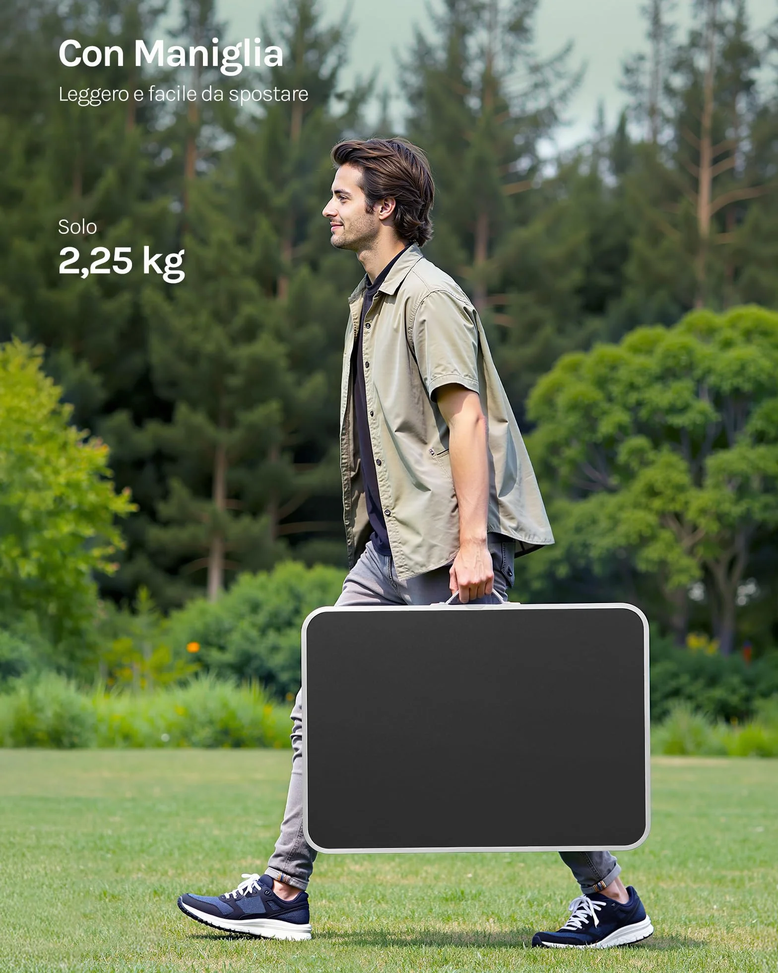 WOLTU Tavolo Campeggio Pieghevole in Alluminio e MDF 70x60x50 cm Nero
