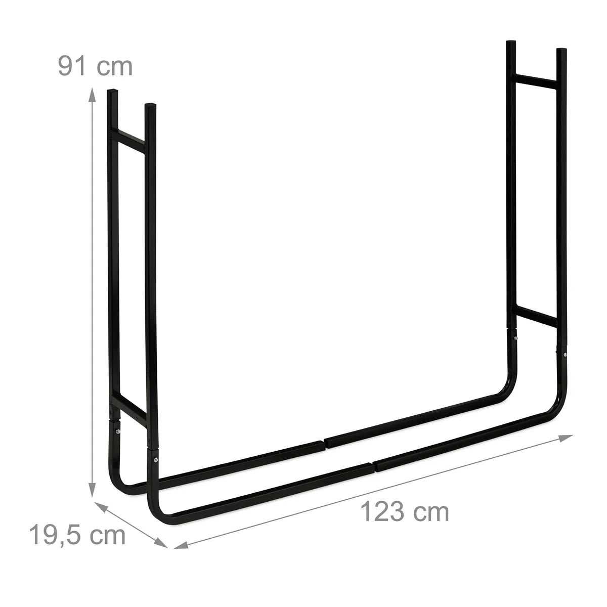 Relaxdays Scaffale Portalegna in Metallo, Fino a 100 kg, HxLxP 91x123x19,5 cm, Nero