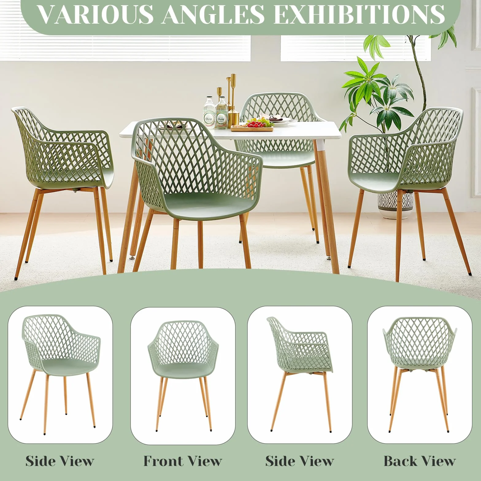 buybyroom Set di 4 Sedie da Giardino con Bracciolo, Sedia da Giardino, Design Moderno e Minimalista, Portata Massima 120 kg