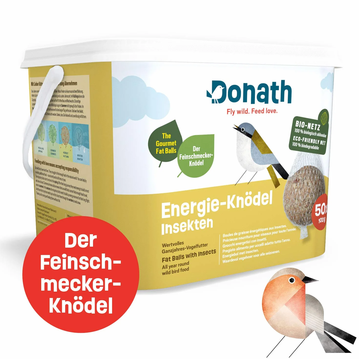 Donath gnocco energetico con insetti per cince BIO 100g cibo per uccelli selvatici