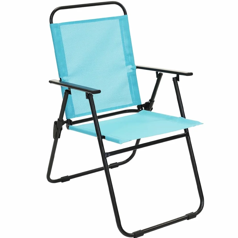 Shally Dogan Set da Pranzo Giardino 6 Pezzi con Ombrellone, 4 Sedie Pieghevoli, Tavolo Vetro Temperato, UV Resistente, Arredamento Esterno