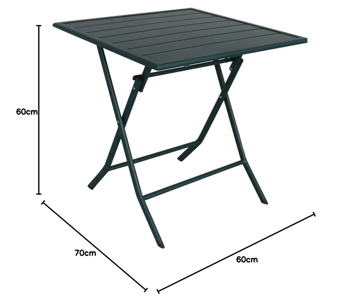 Tavolo Quadrato Pieghevole da Esterno 4 Posti 60x60x70h cm Struttura in Acciaio Metallo con Doghe per Giardino Terrazzo Salvaspazio