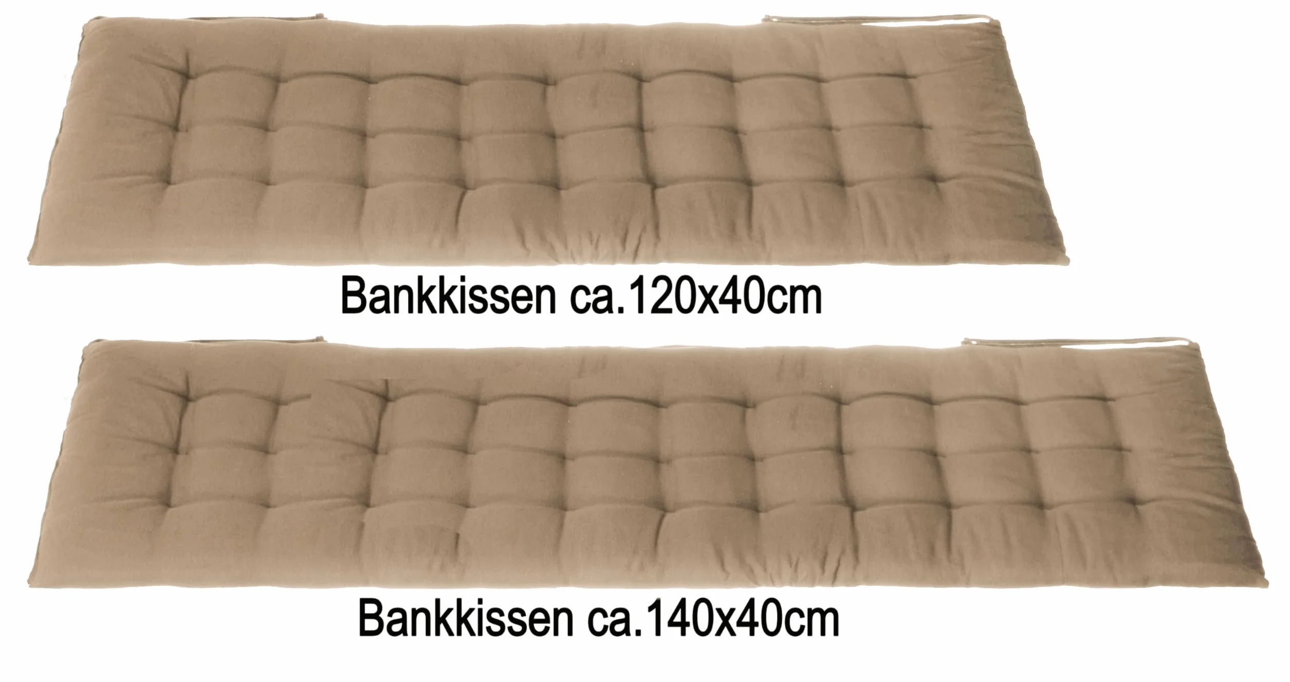 Brandsseller Cuscino per panca 120x40x4 cm – Per panca da giardino e panca da pranzo – Idrorepellente, facile da pulire e morbido e imbottito – Uso interno & esterno – Taupe/Beige