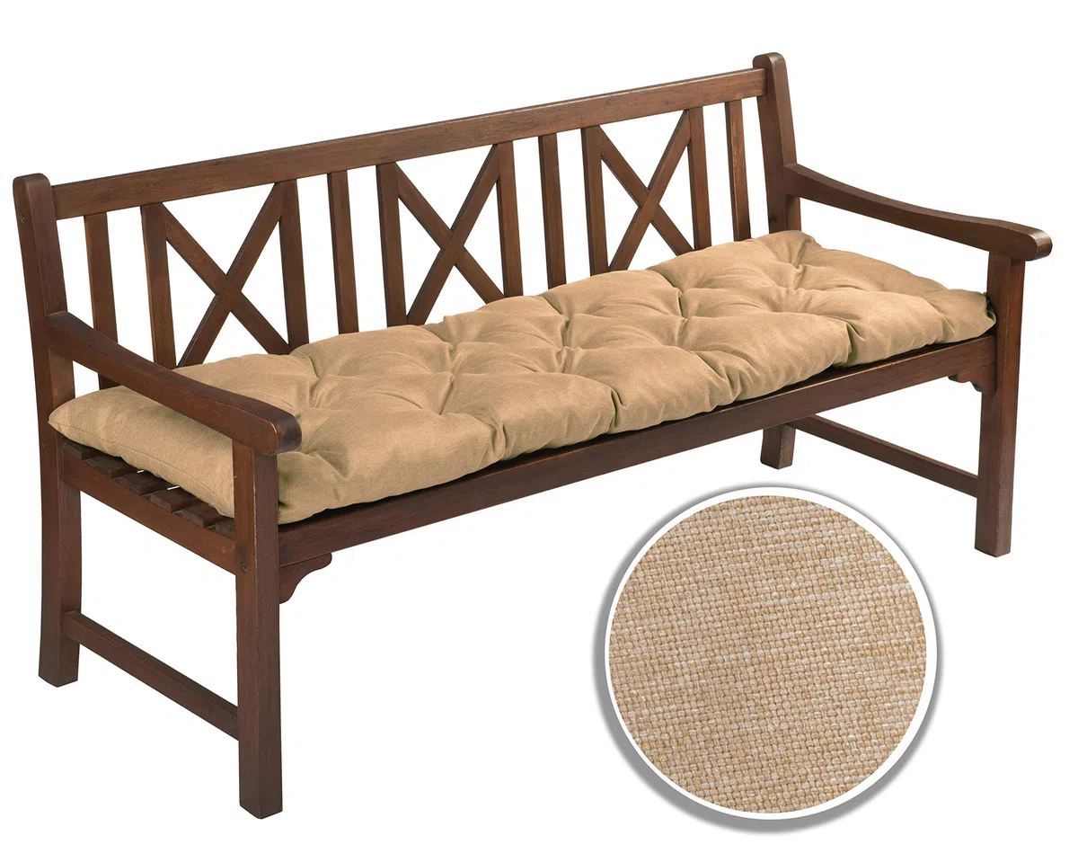 Cuscino per Panca da Esterno e Interno 160 x 60 cm Spessore 12 cm Beige
