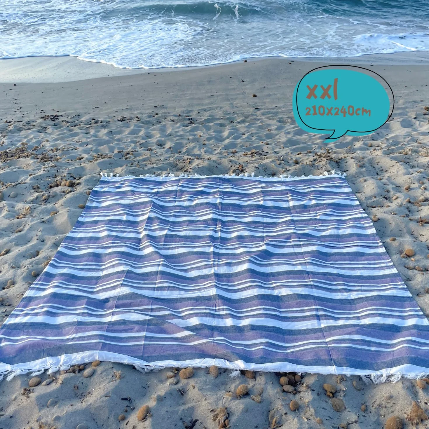 MOMOMUS Telo da Picnic per Spiaggia e Campeggio XXL Antisabbia Compatto Lilla 210x240 cm