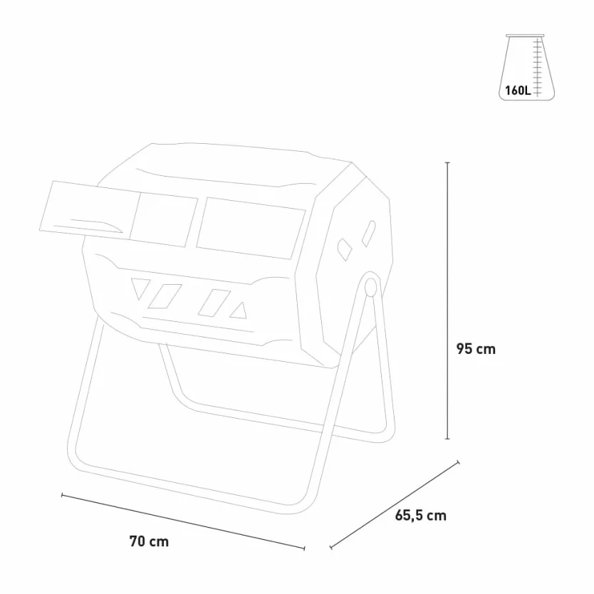 Compostiera Girevole 160L composter da Giardino Due Scomparti Abacus