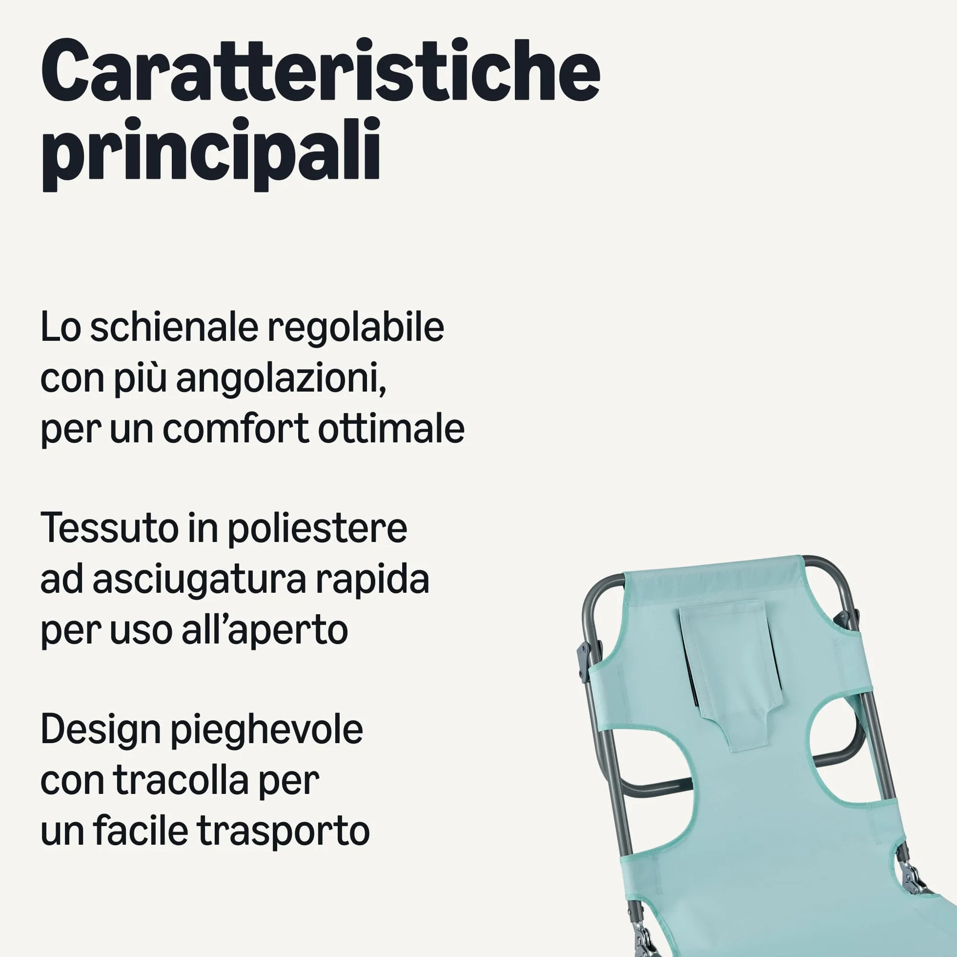 Amazon Basics Poltrona da Esterno Reclinabile Pieghevole Schienale Regolabile Blu