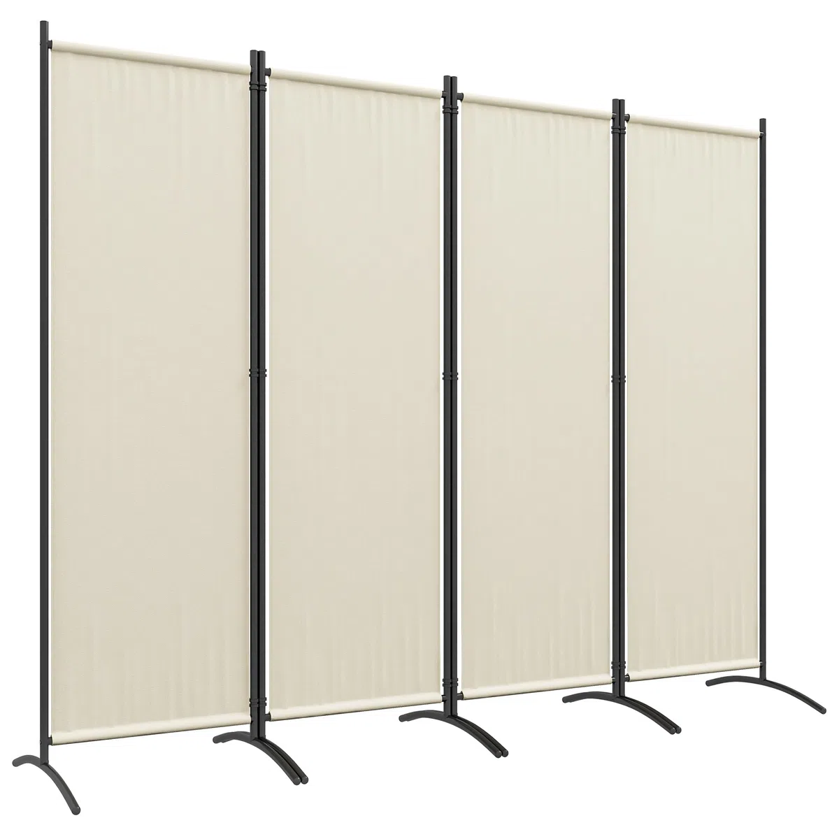 Outsunny Paravento Separé da Giardino 4 Pannelli Pieghevole, 221x50x172cm, Crema