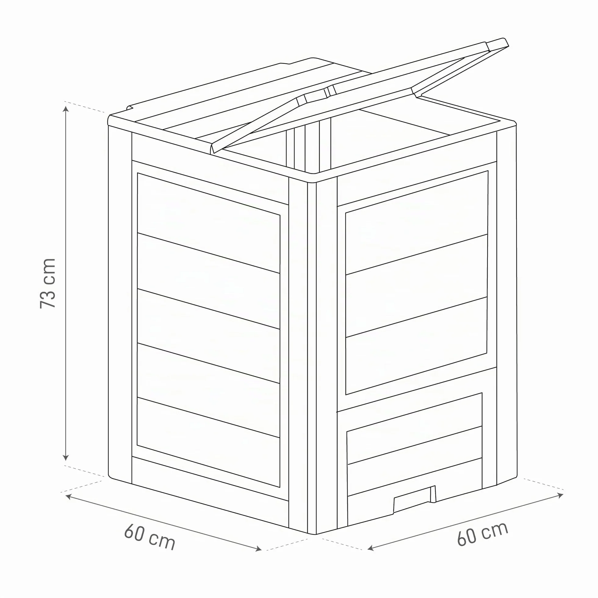TOOMAX Composter da giardino Ambition antracite 260L 60x60x73h cm contenitore compostaggio plastica riciclata resistente UV coperchio sportello aerazione