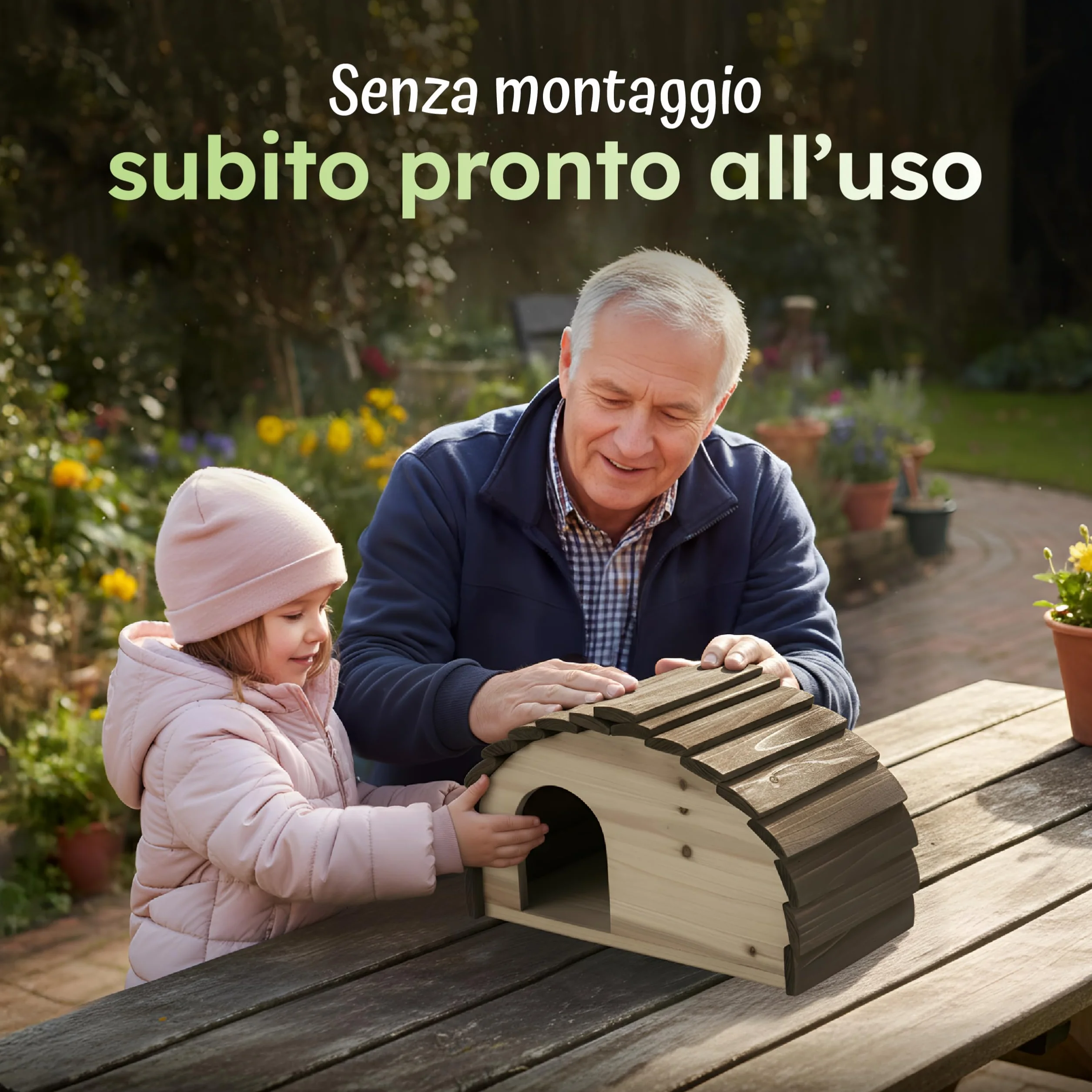 Moorland Casetta per ricci – Rifugio invernale 35×21 cm con base fissa, ingresso ventilato a labirinto e tetto fisso, in legno FSC, resistente alle intemperie per giardino