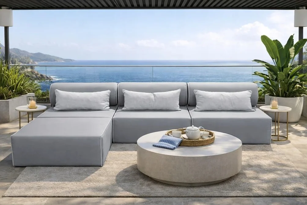 TRADA Divano da Esterno BALI M - Salottino da Giardino Esterno Resistenti alle Intemperie - Divanetti da Esterno Moderno per Giardino - Balcone e Terrazza - Grigio