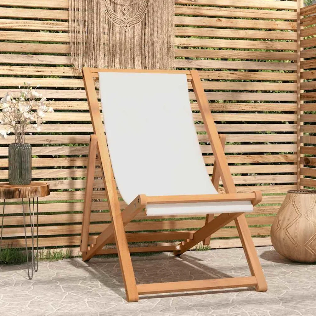 vidaXL Sedia Sdraio Giardino Pieghevole Crema Lettino Prendisole Arredi da Esterni Robusto Sedie da Pranzo Patio Terrazzo Arredamento Legno di Teak