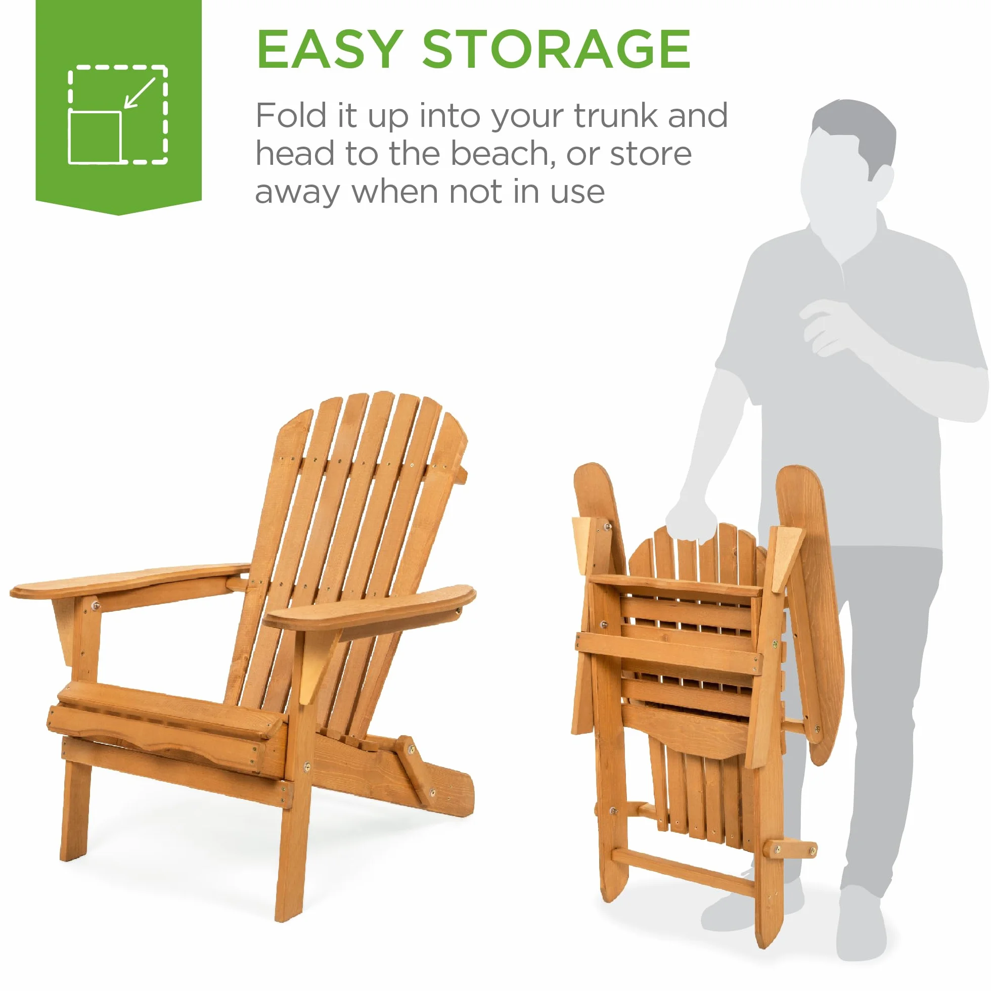 Best Choice Products SKY2253 Outdoor patio Lawn Deck pieghevole sedia in legno Adirondack