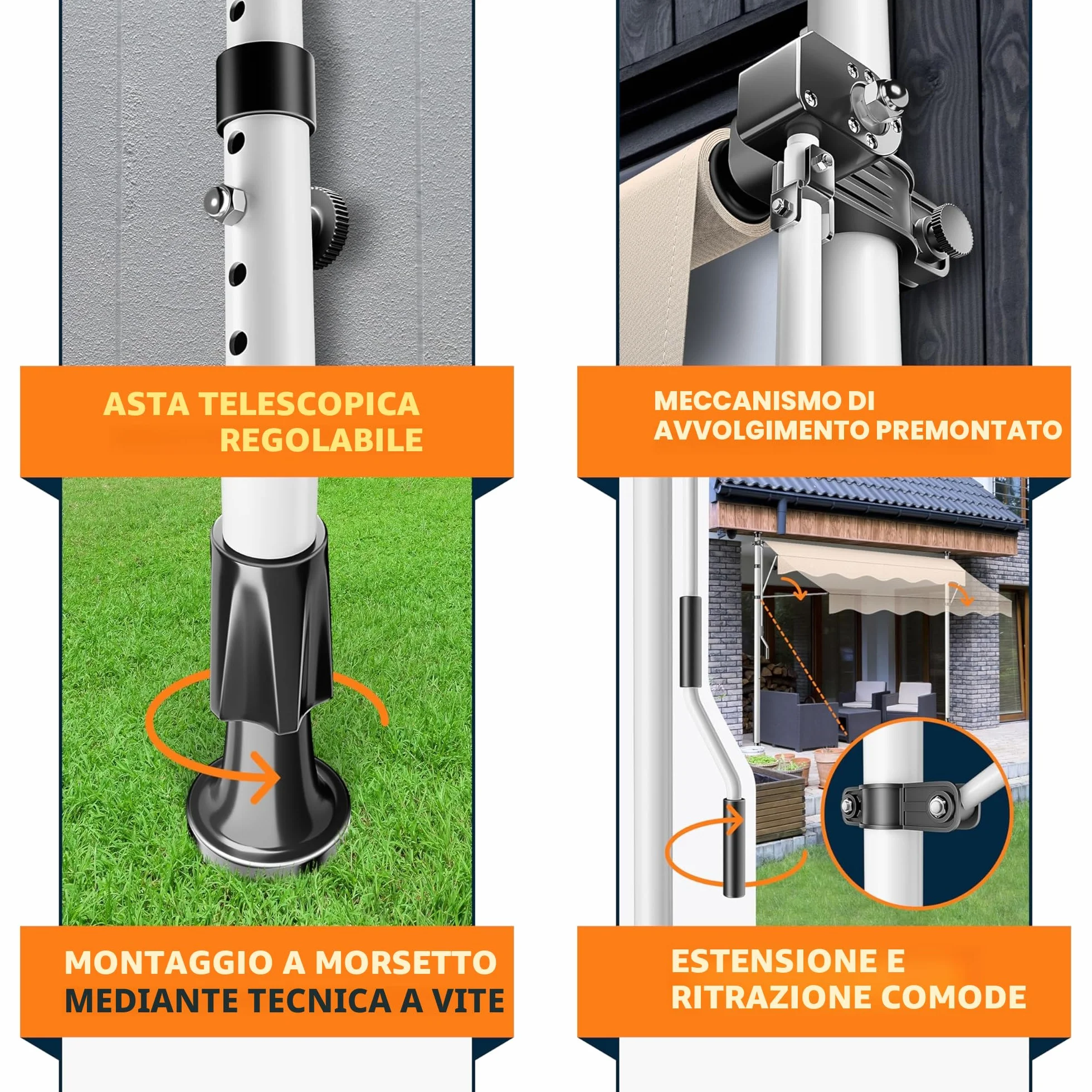 KESSER® Tenda da Sole a Morsetto con Manovella per Balcone, Regolabile in Altezza, Idrorepellente, Protezione Solare, Beige, 350cm