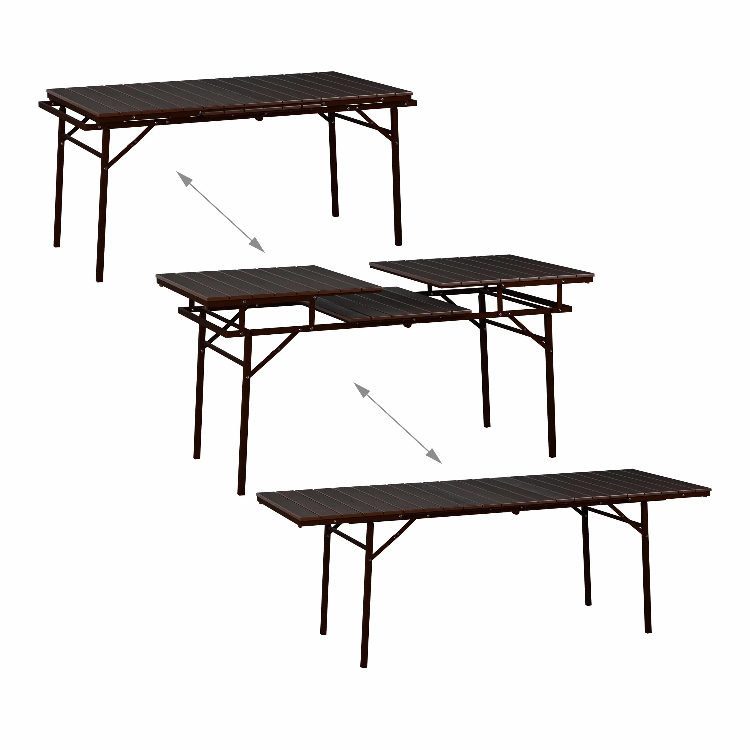 Relaxdays Tavolo Pieghevole da Giardino Allungabile 166-215 cm Plastica Acciaio 8 Persone Marrone