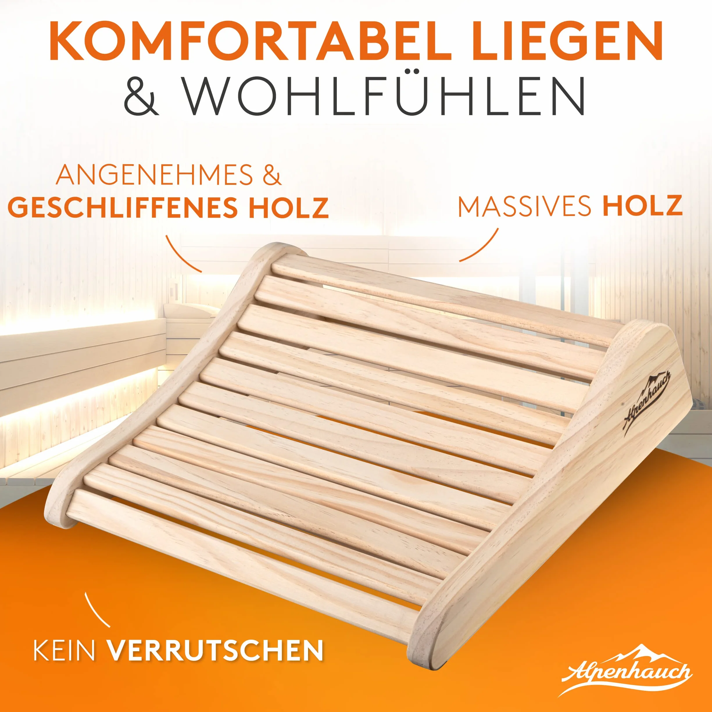 ALPENHAUCH Poggiatesta sauna in legno 2 pezzi ergonomico accessorio sauna cabina a infrarossi