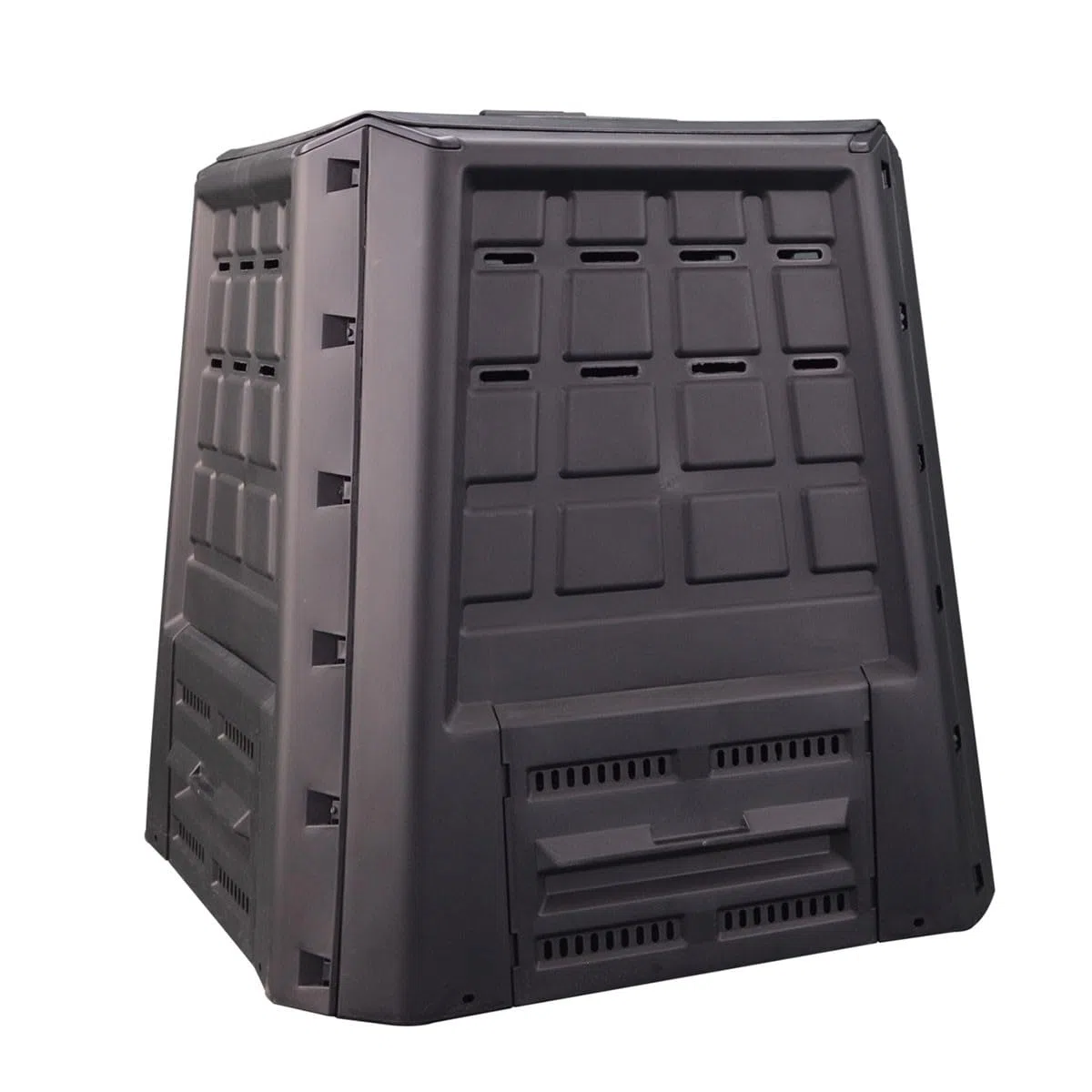 INTEC : Composter da giardino 380 L XXL Antracite. Vassoio per compost in plastica riciclata durevole con ventilazione ottimale per rifiuti. Comodo doppio accesso (coperchio superiore e trappa)