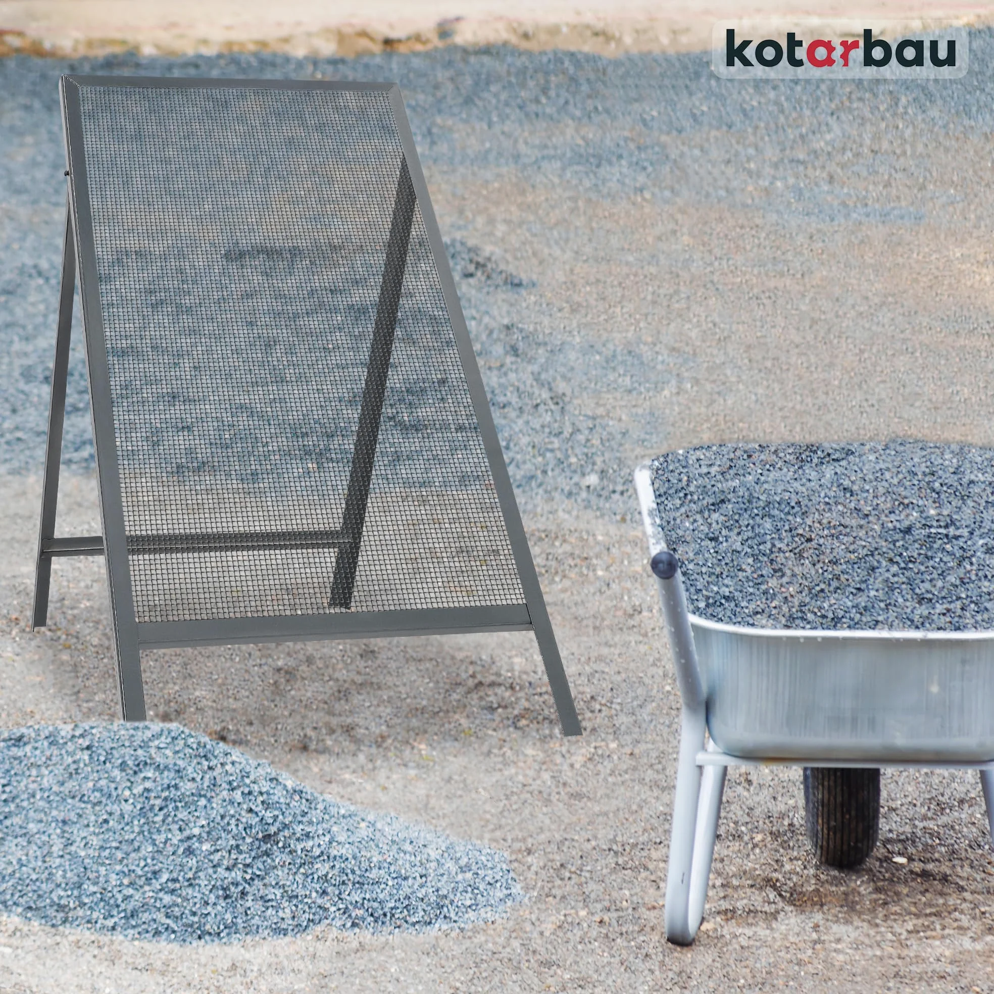 Setaccio da Giardino KOTARBAU 6x6 mm Acciaio 60x120 cm Grigio Supporto Regolabile