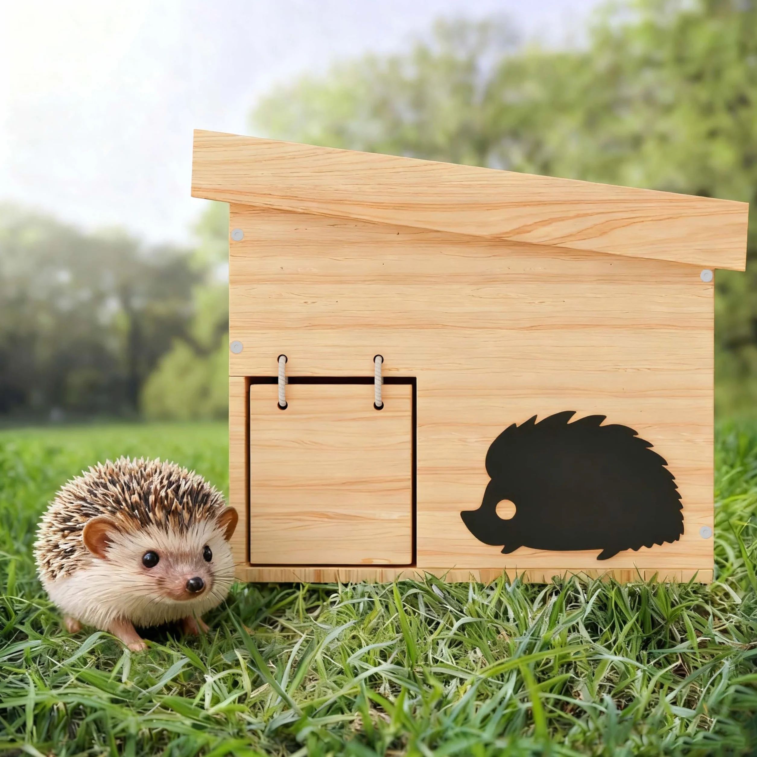 Mihoho Casa per Riccio Invernale in Legno, Hotel per Ricci con Fondo, a Prova di Gatto, Resistente alle intemperie, per Ricci, dormitorio, Giardino, Kit di Costruzione (faggio)