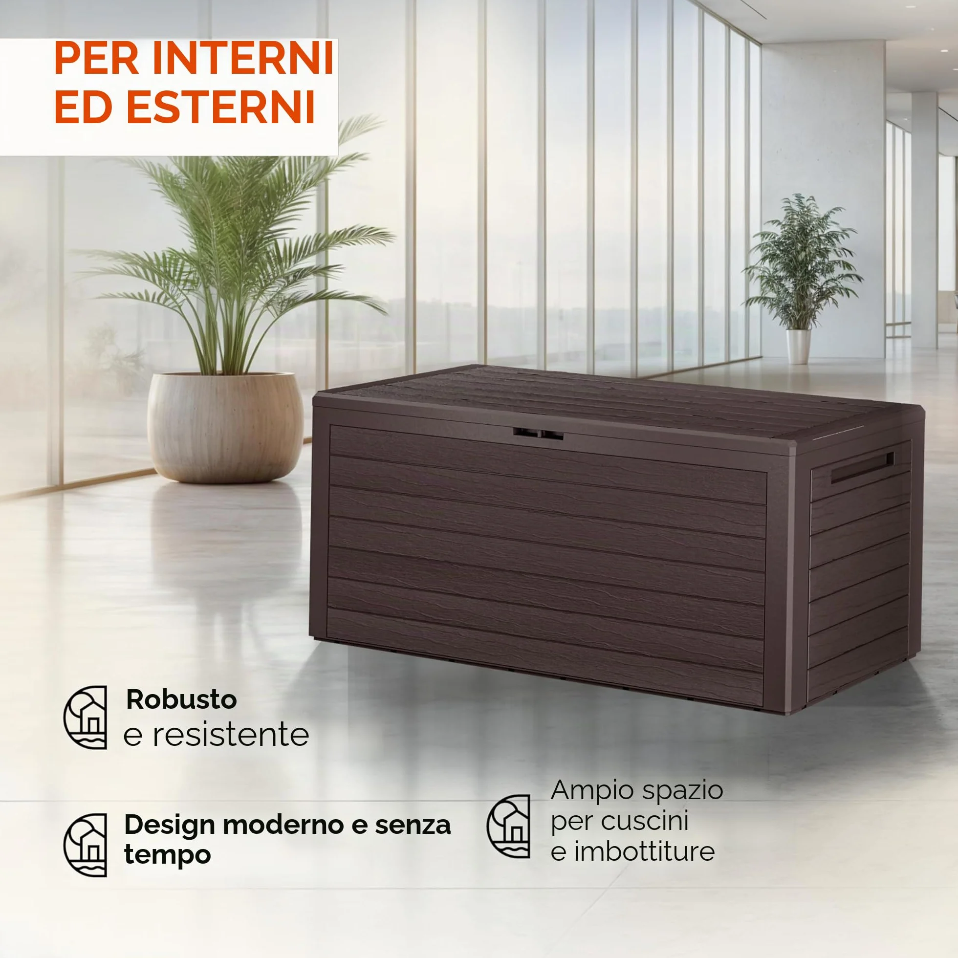 Casaria® Baule da Giardino XXL 280L Effetto Legno Cassapanca Richiudibile 116x43x55cm Box Multibox Contenitore Cuscini