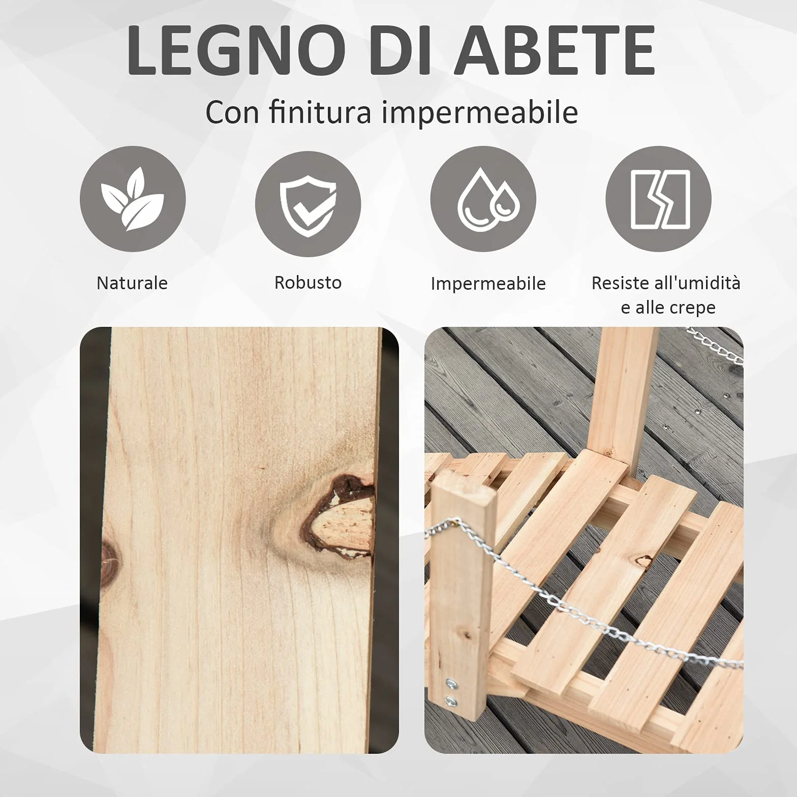 Outsunny Ponte Ponticello da Giardino in Legno per Laghetto con Passerella ad Arco, Impermeabile per Esterni, 100x32x48cm