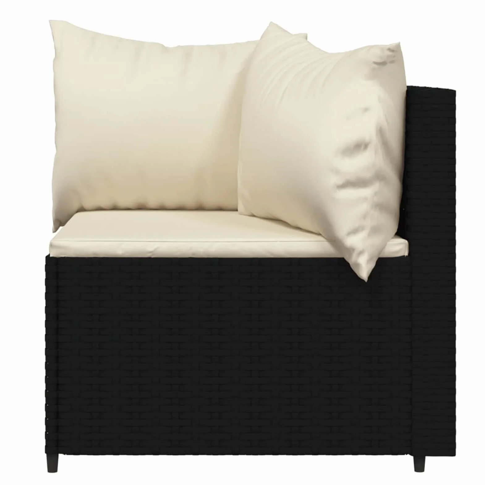 Divani Angolari da Giardino, con Cuscini in Polyrattan Nero e Bianco, Struttura in Acciaio Verniciato a Polvere, Set da 2 Pezzi, 63x63x57,5 cm, per Esterno e Terrazza