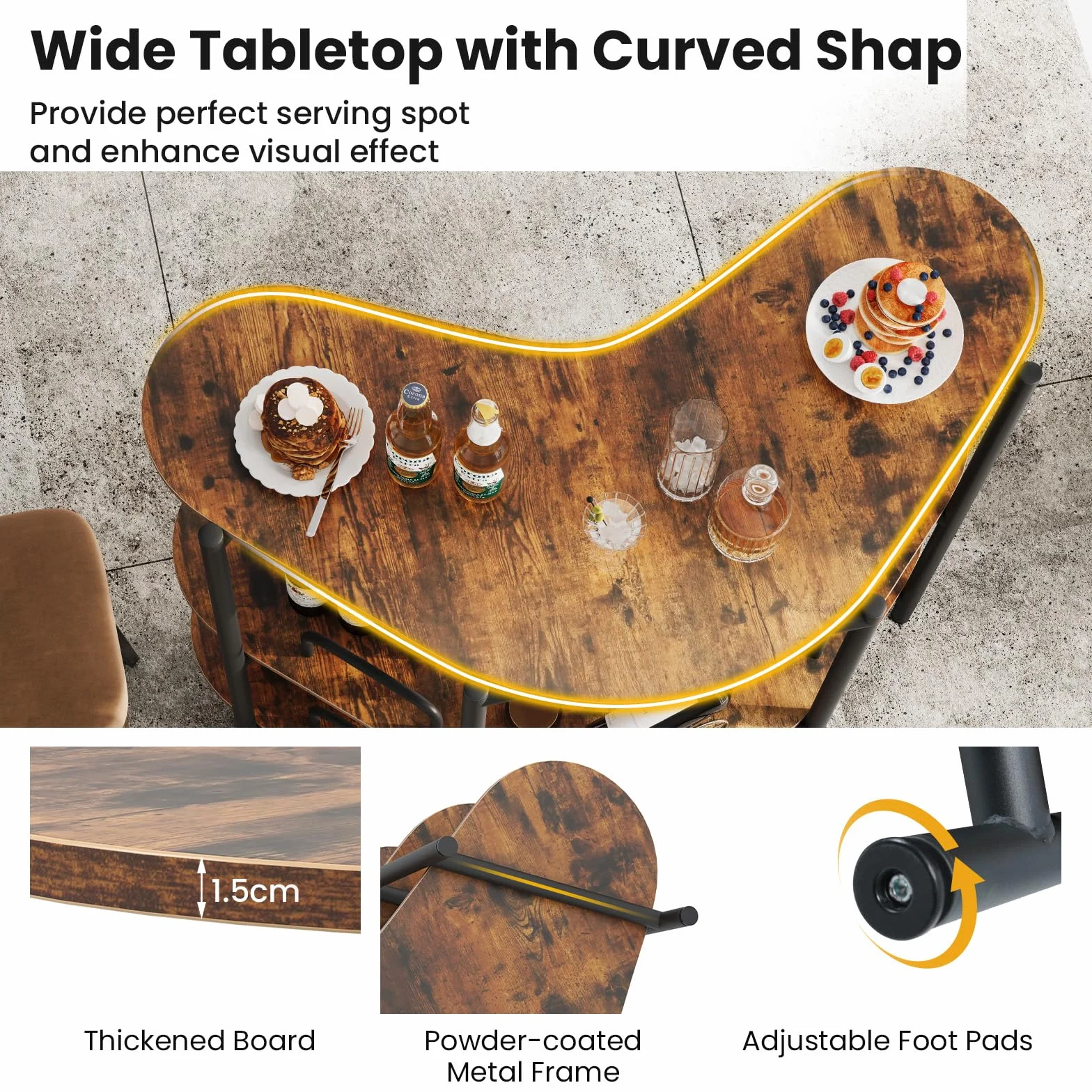 LIFEZEAL Tavolo bar a 3 livelli con portabicchieri da vino, mangia in piedi con deposito e supporto rialzato, tavolo alto da cucina altezza 102 cm, telaio in metallo e ripiani in legno, carico 90 kg